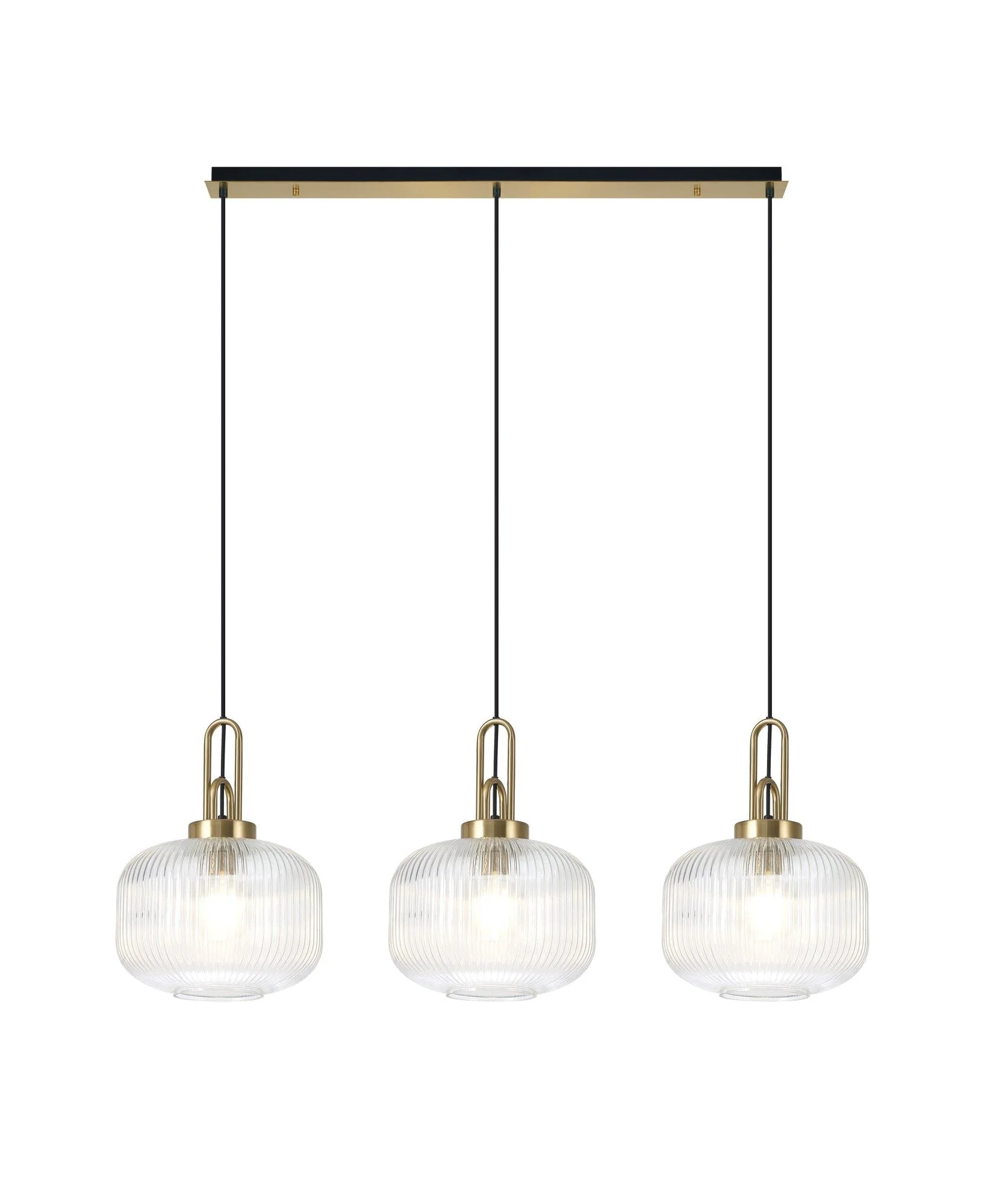Cadiz 3L Kitchen/Island Ceiling Light E27 With Brass Gold & Matt Black With Various Glass Shade Colours IP20 - Image 7