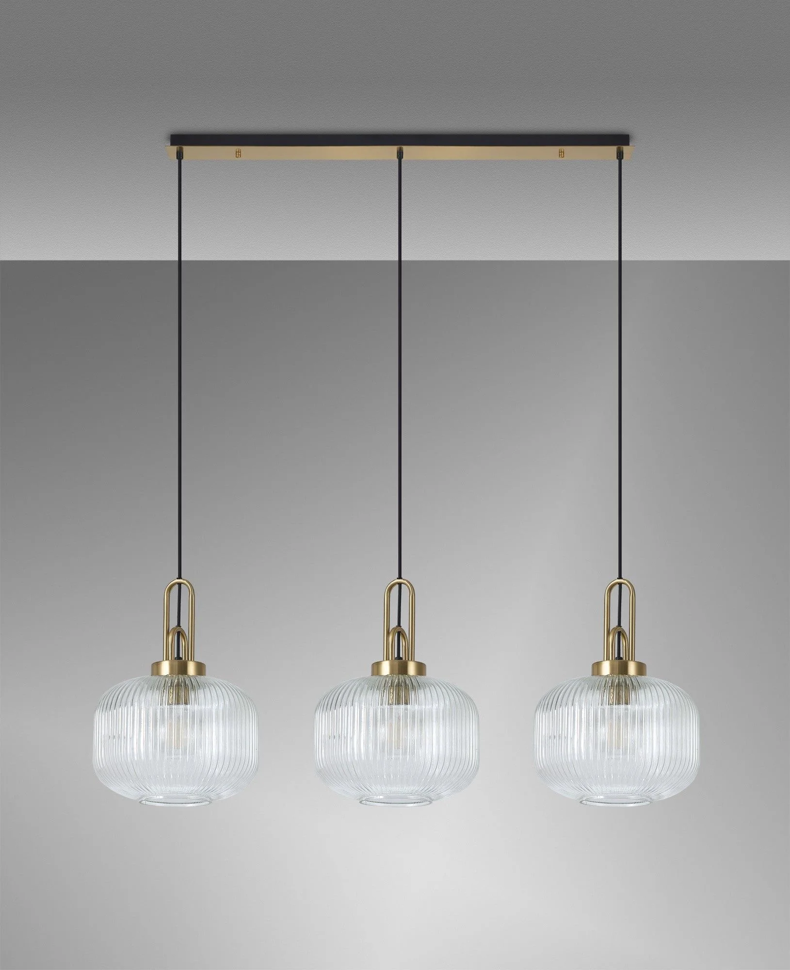 Cadiz 3L Kitchen/Island Ceiling Light E27 With Brass Gold & Matt Black With Various Glass Shade Colours IP20 - Image 8