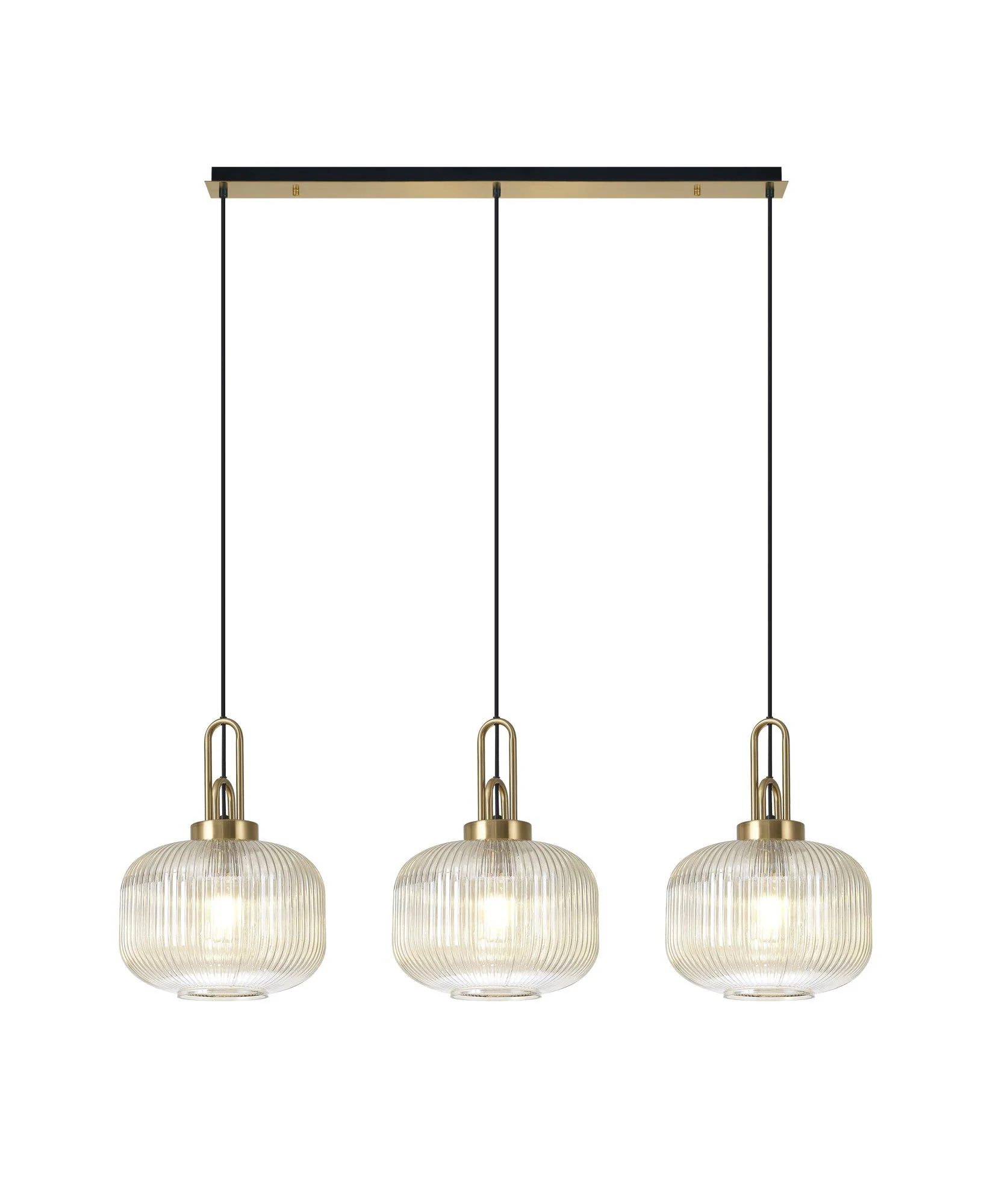 Cadiz 3L Kitchen/Island Ceiling Light E27 With Brass Gold & Matt Black With Various Glass Shade Colours IP20 - Image 9