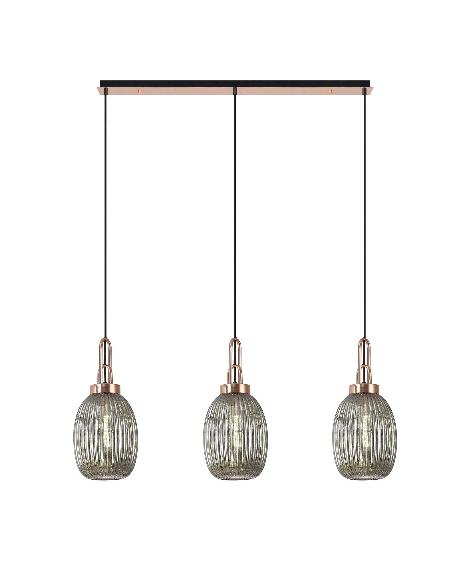 Cadiz 3L Kitchen/Island Ceiling Light E27 With Copper & Matt Black With Various Glass Shade Colours IP20 - Image 12