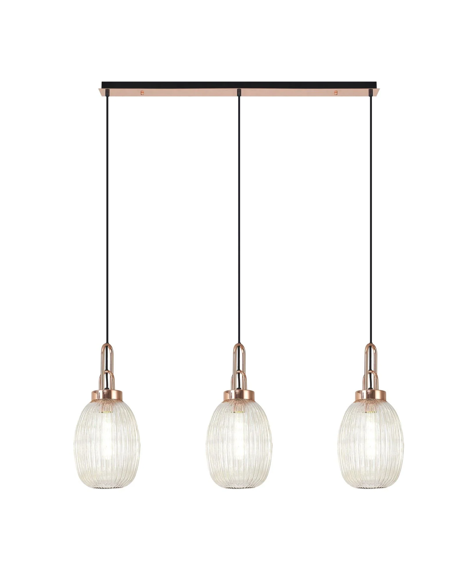 Cadiz 3L Kitchen/Island Ceiling Light E27 With Copper & Matt Black With Various Glass Shade Colours IP20 - Image 14