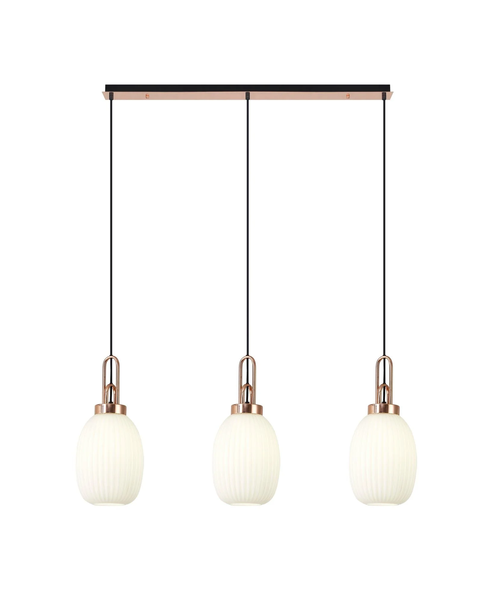 Cadiz 3L Kitchen/Island Ceiling Light E27 With Copper & Matt Black With Various Glass Shade Colours IP20 - Image 16