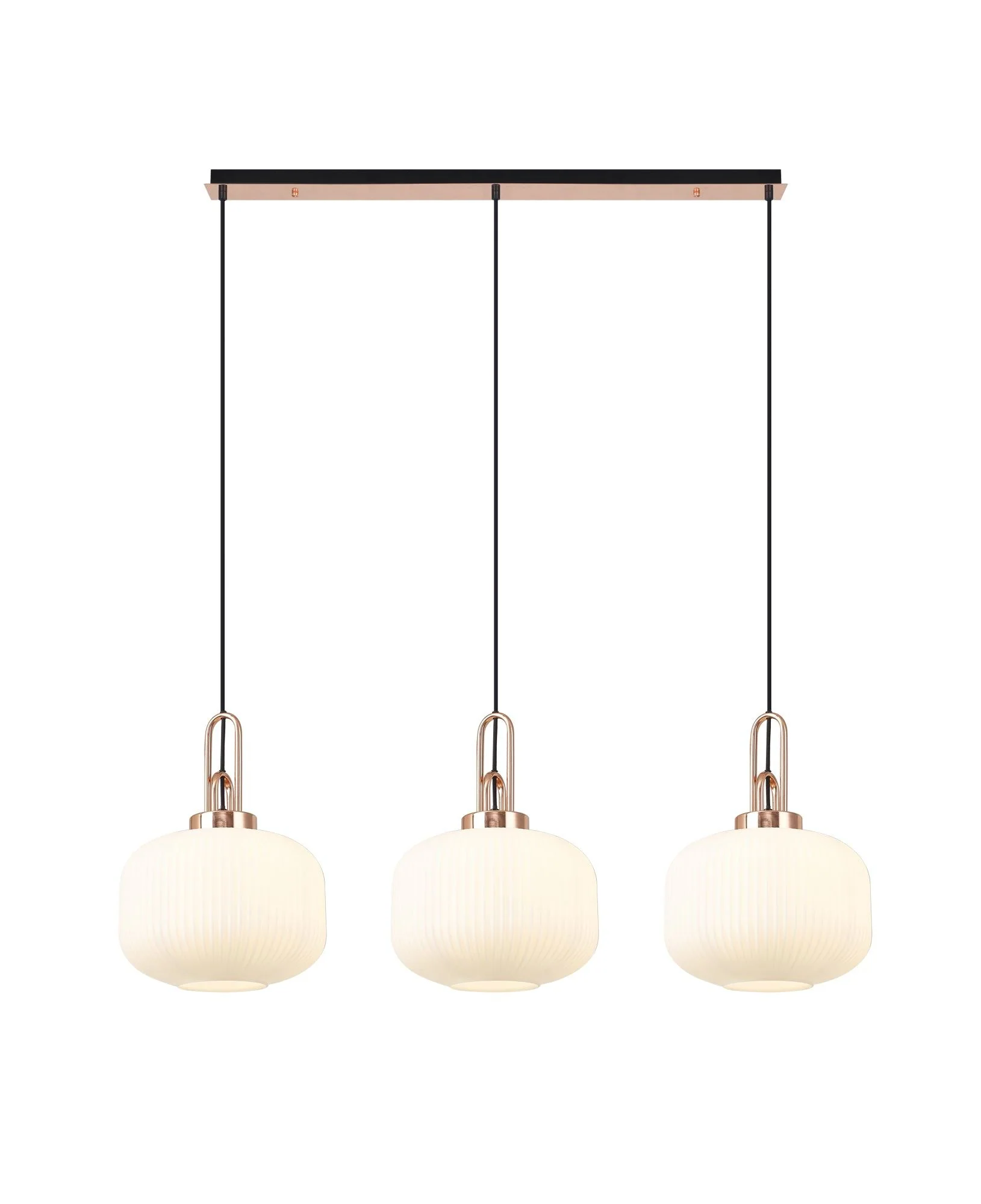 Cadiz 3L Kitchen/Island Ceiling Light E27 With Copper & Matt Black With Various Glass Shade Colours IP20 - Image 5