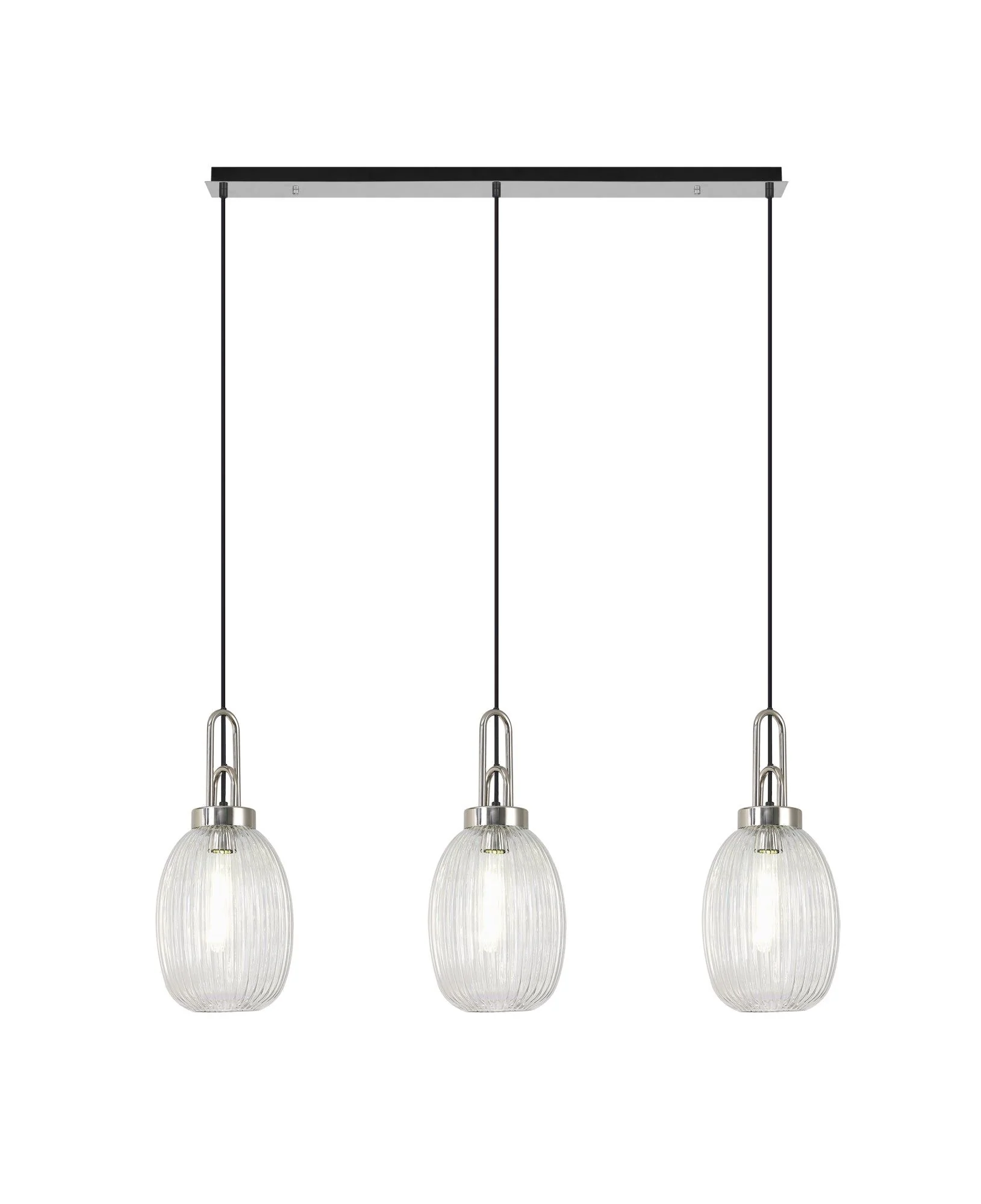 Cadiz 3L Kitchen/Island Ceiling Light E27 With Polished Nickel & Matt Black With Various Glass Shade Colours IP20 - Image 10