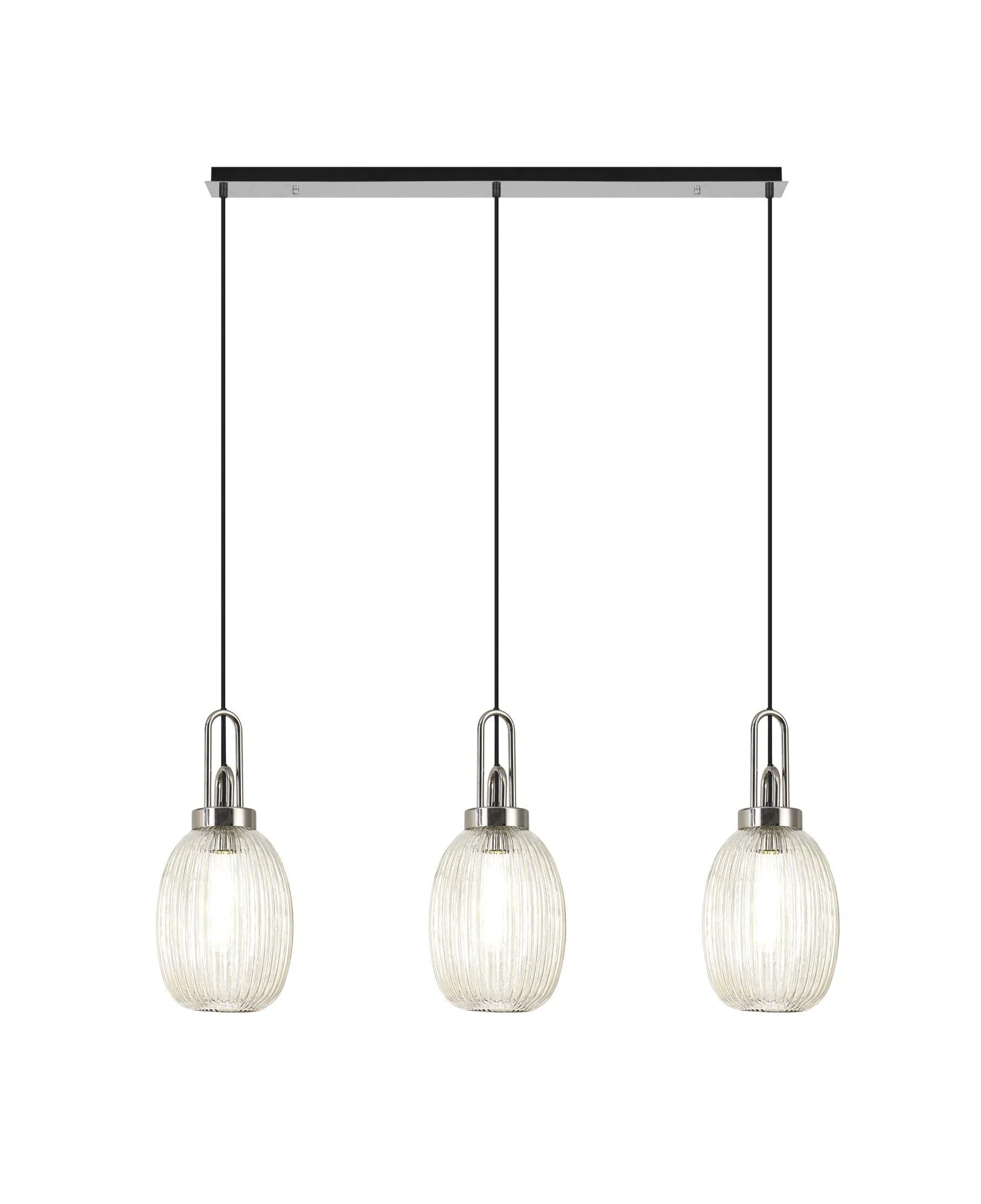 Cadiz 3L Kitchen/Island Ceiling Light E27 With Polished Nickel & Matt Black With Various Glass Shade Colours IP20 - Image 14