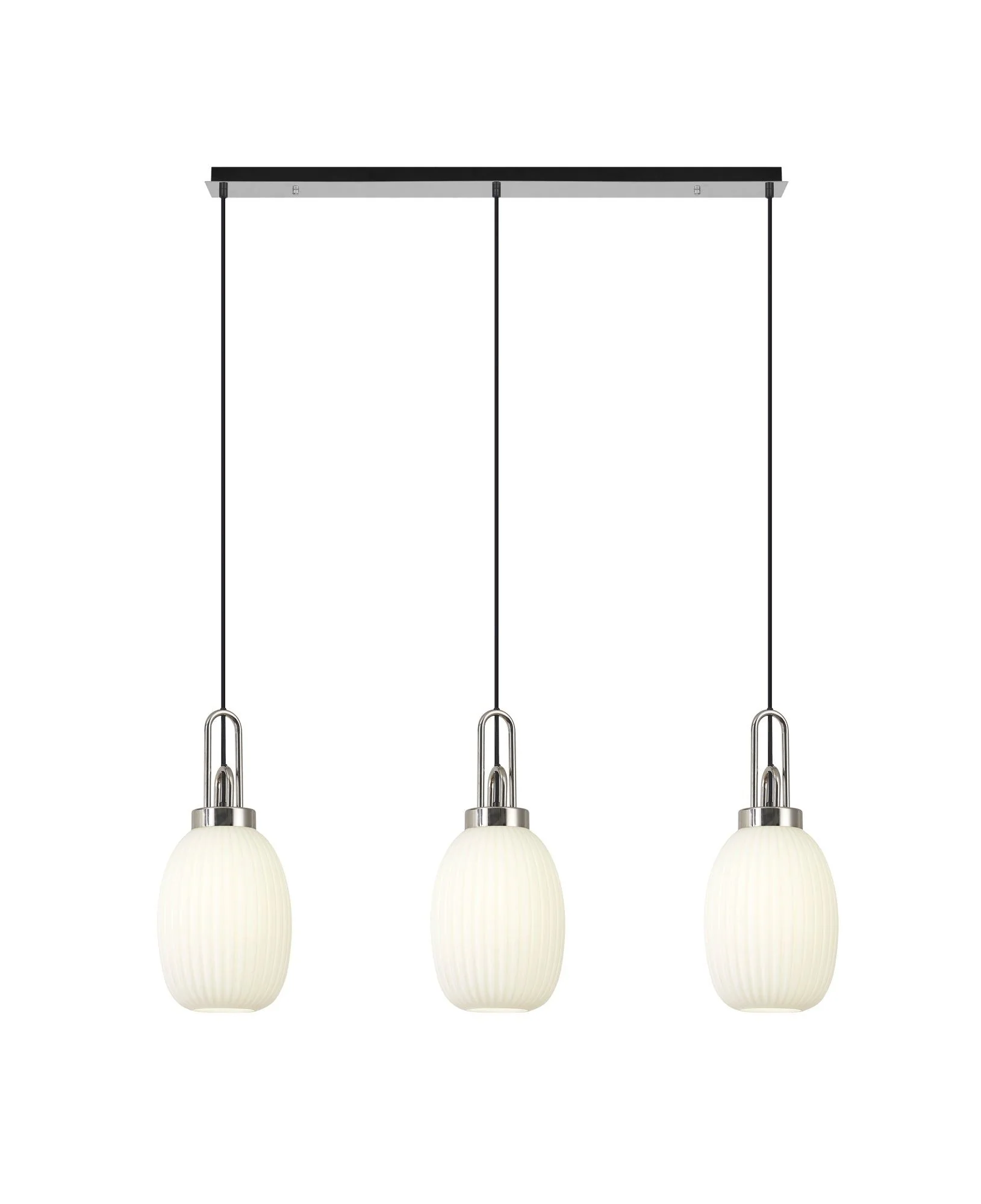 Cadiz 3L Kitchen/Island Ceiling Light E27 With Polished Nickel & Matt Black With Various Glass Shade Colours IP20 - Image 16