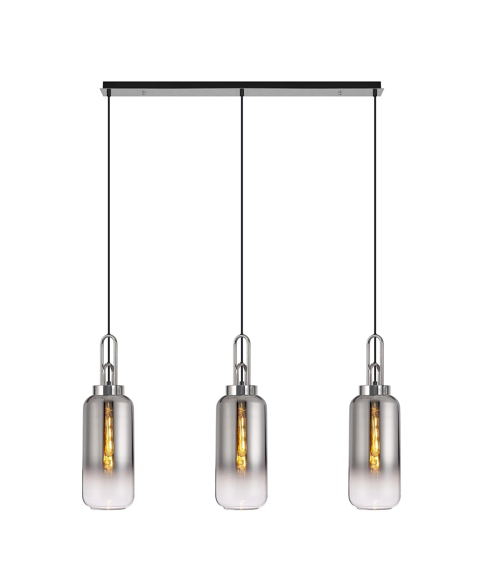 Cadiz 3L Kitchen/Island Ceiling Light E27 With Polished Nickel & Matt Black With Various Glass Shade Colours IP20 - Image 2