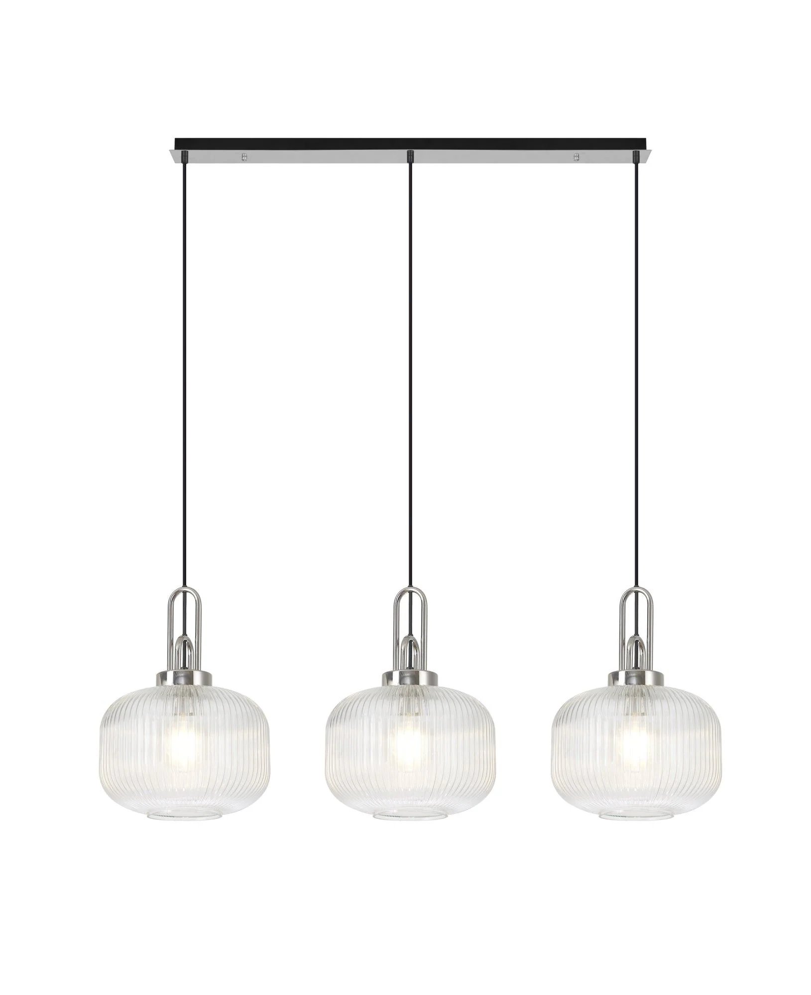 Cadiz 3L Kitchen/Island Ceiling Light E27 With Polished Nickel & Matt Black With Various Glass Shade Colours IP20 - Image 6