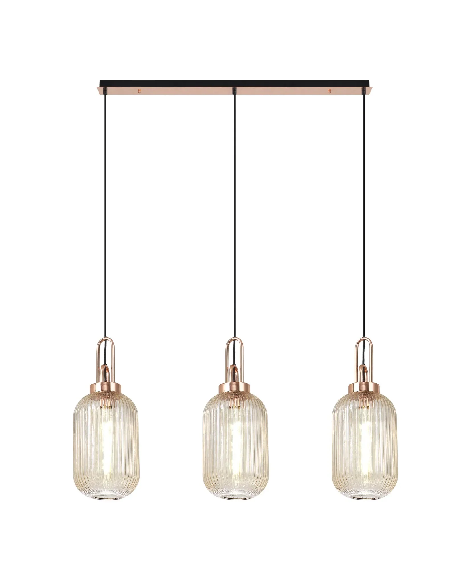 Cadiz 3Lt  Ribbed Linear Island Pendant - Various Colours - Image 21