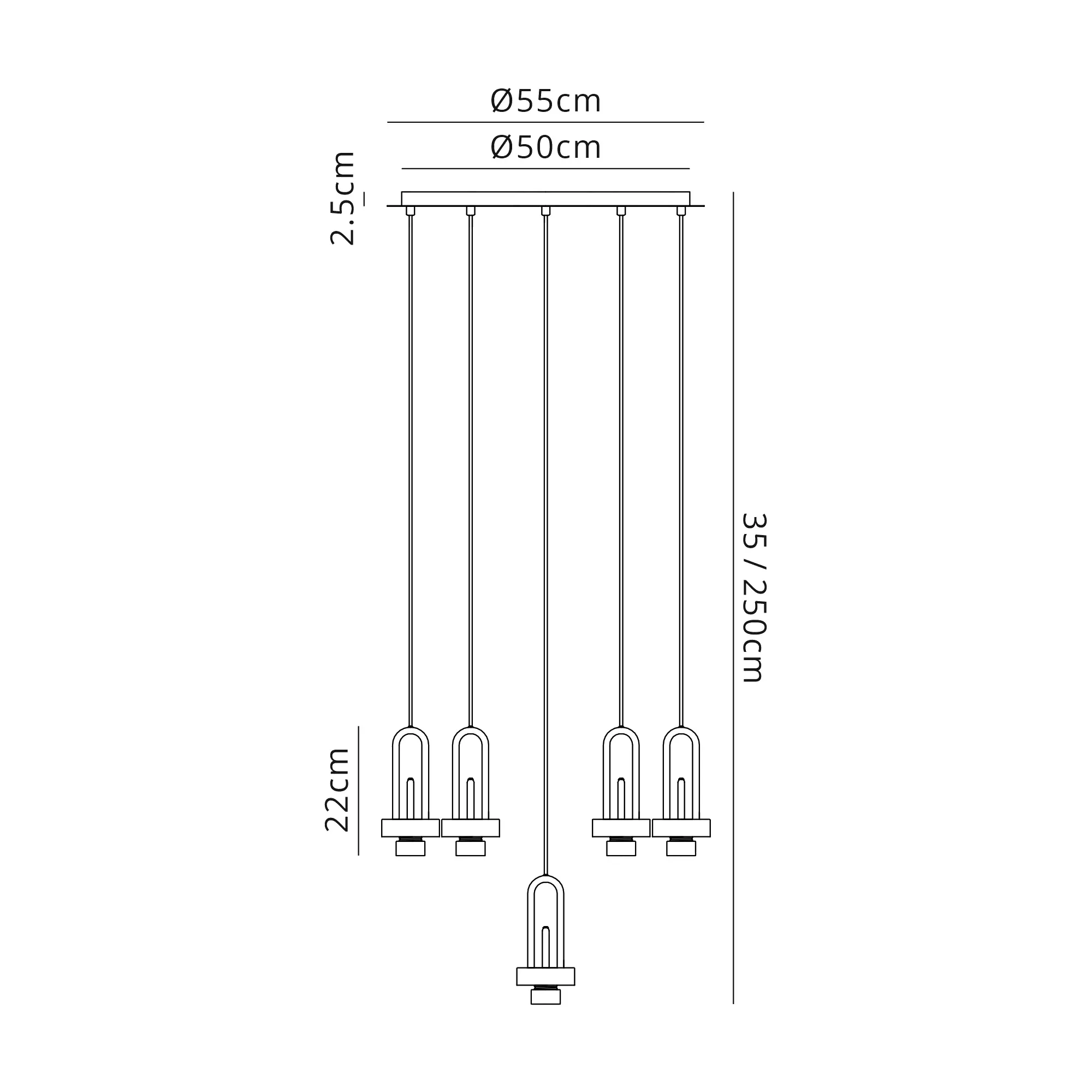 Cadiz 5Lt Cluster Pendant - Various Colours - Image 59