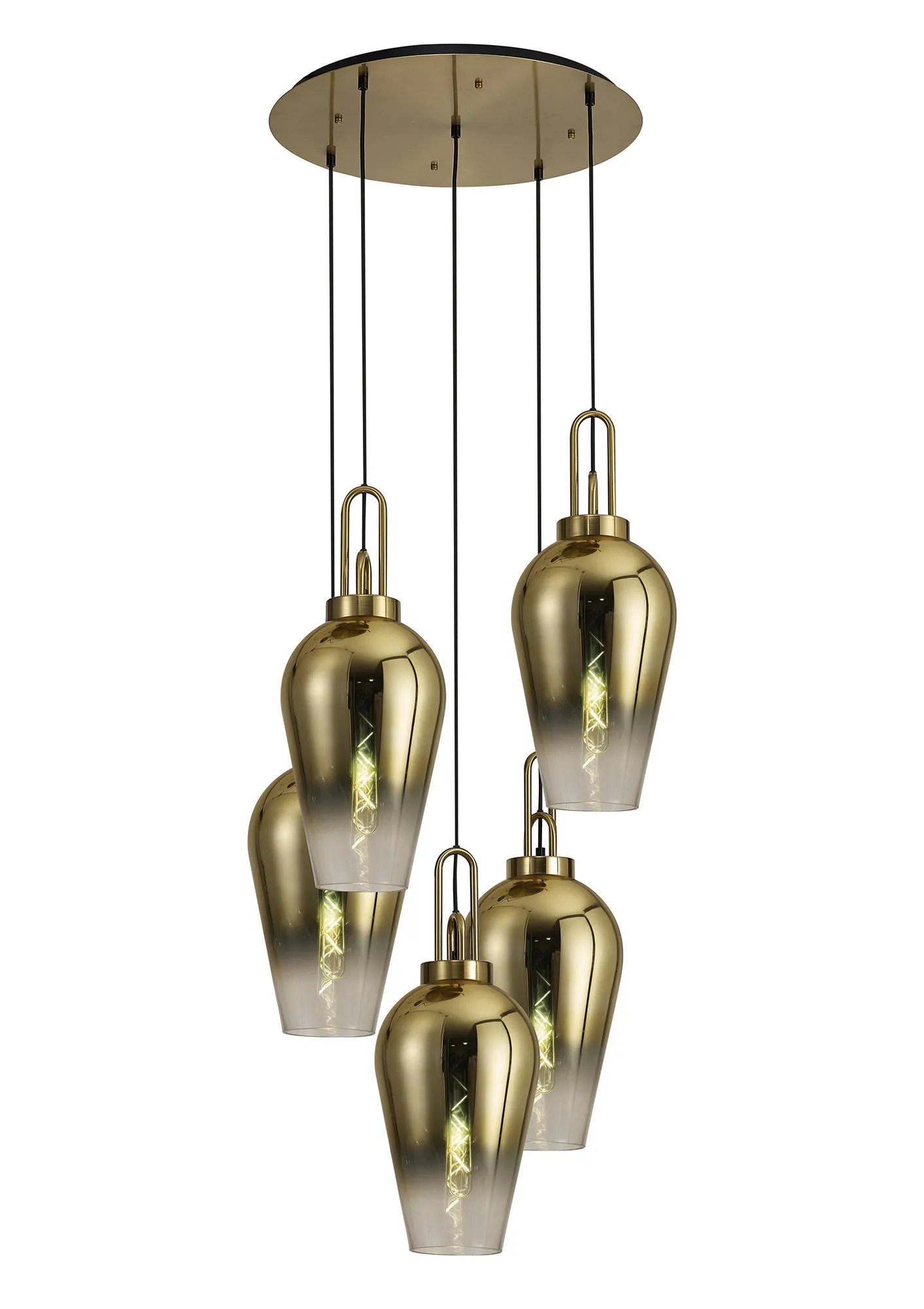 Cadiz 5 Light Cluster Pendant - Fade Glass - Image 13