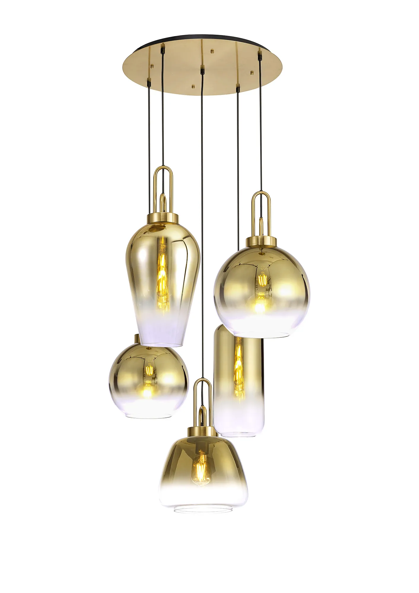 Cadiz 5 Light Cluster Pendant - Fade Glass - Image 6