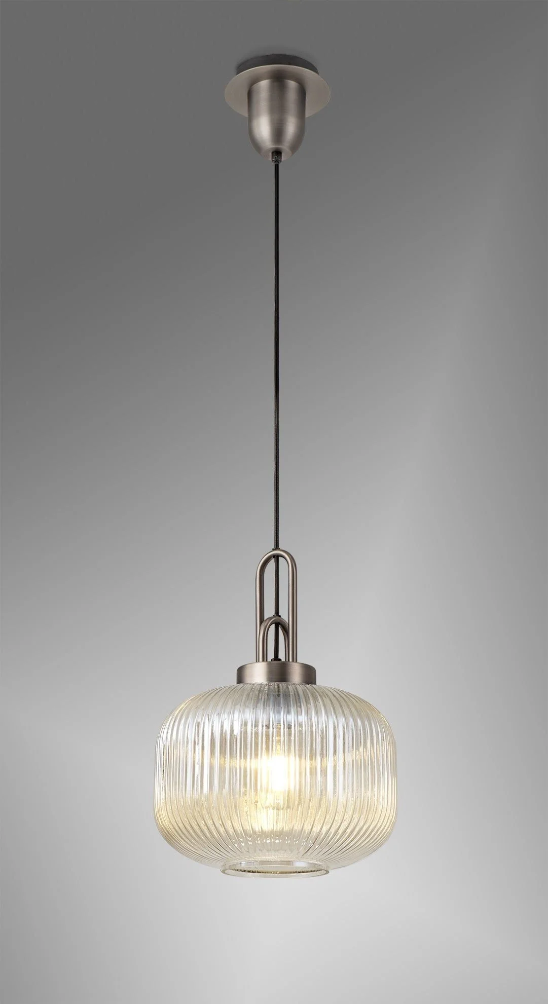 Cadiz 1 Light Pendant With 30cm Pumpkin Shaped Ribbed Glass - Various Colour Range - Image 20