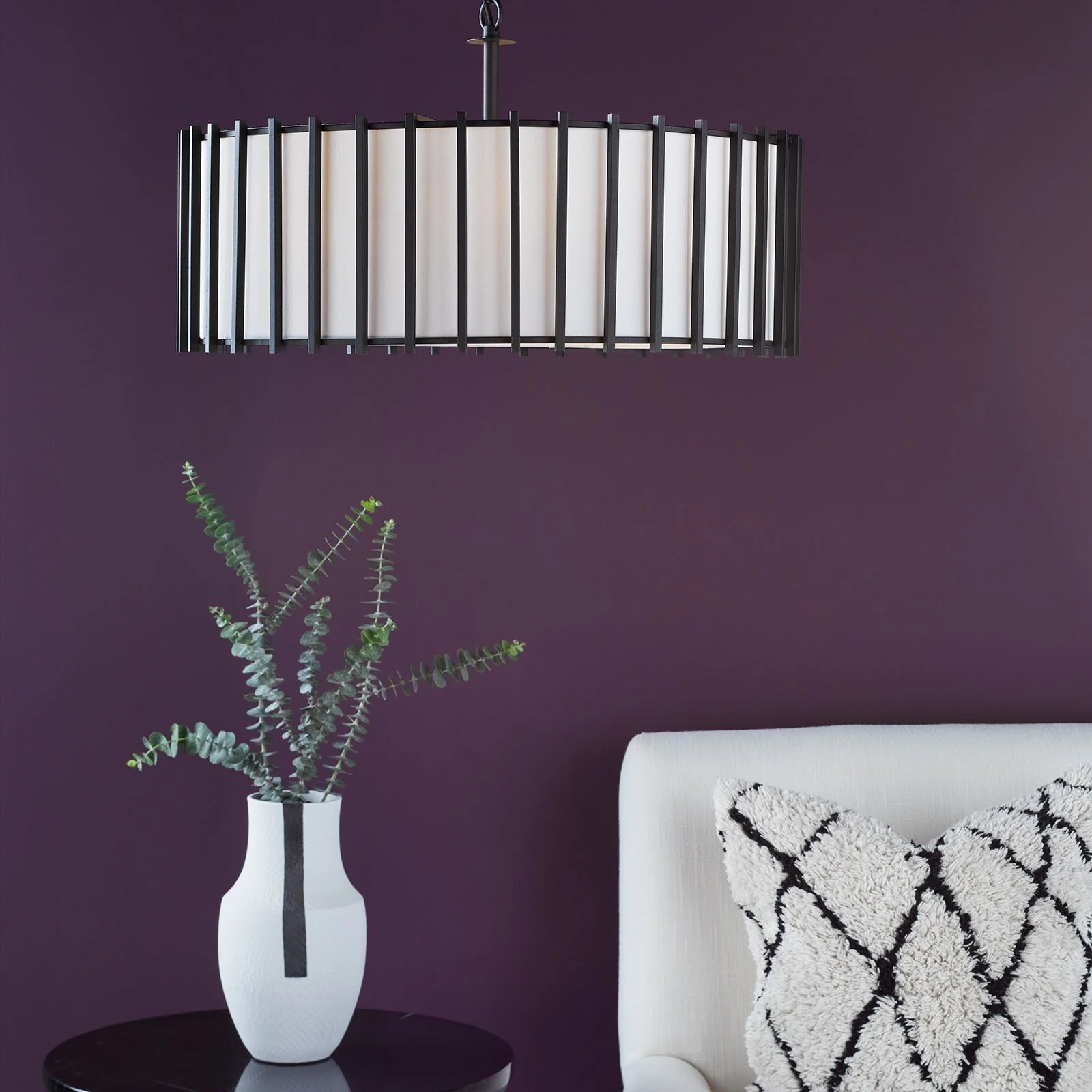 Cagliari 4/8Lt Armed Pendant Matt Black and Ivory - Image 10
