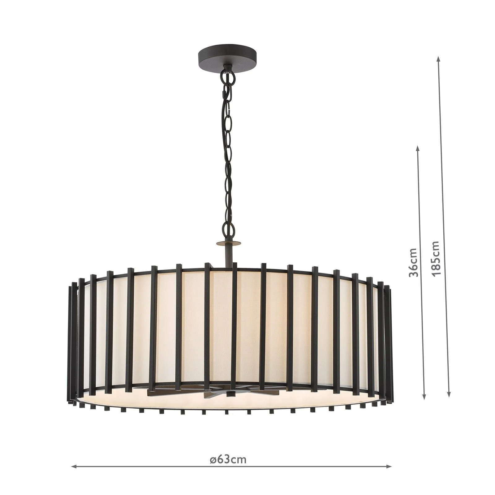 Cagliari 4/8Lt Armed Pendant Matt Black and Ivory - Image 12