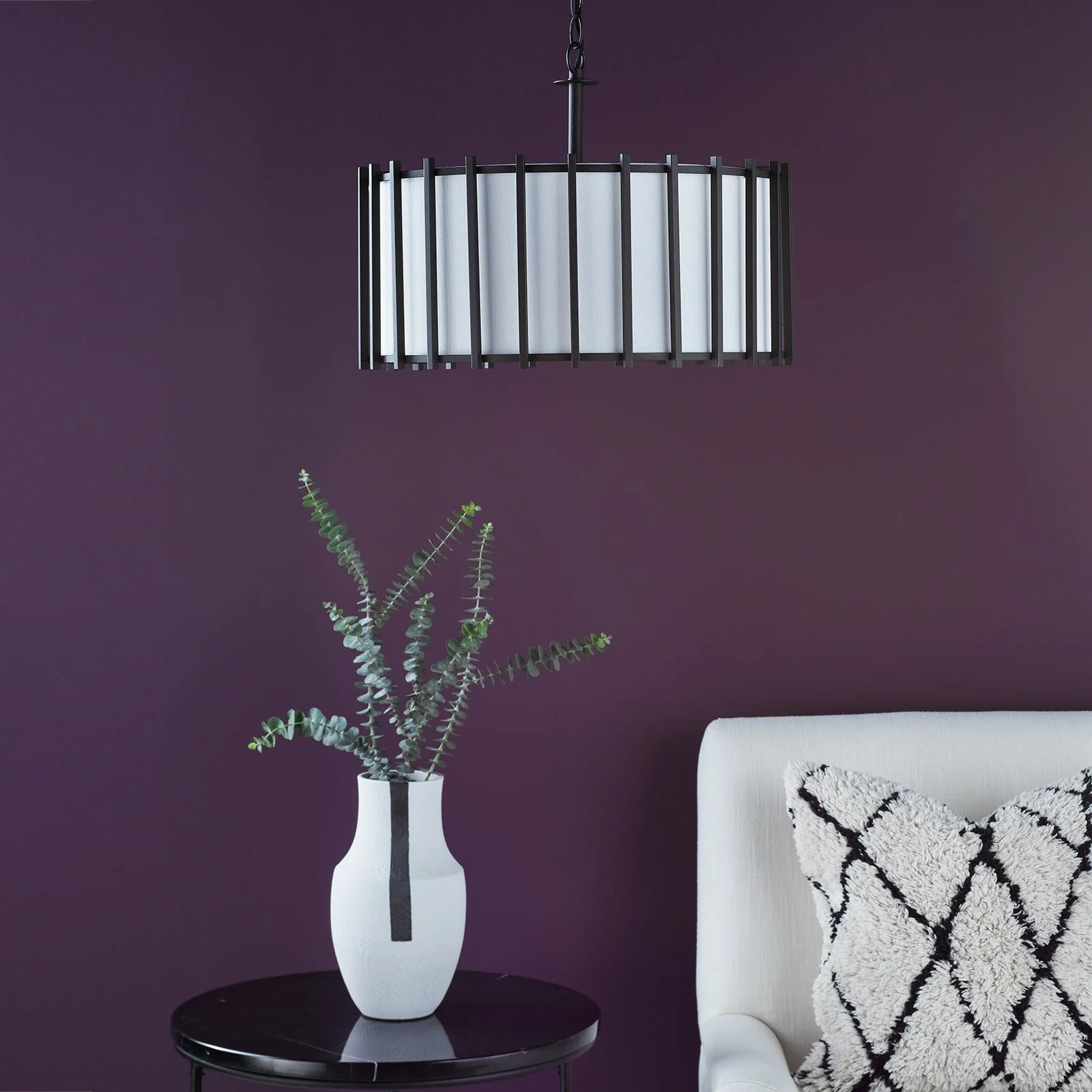 Cagliari 4/8Lt Armed Pendant Matt Black and Ivory - Image 4