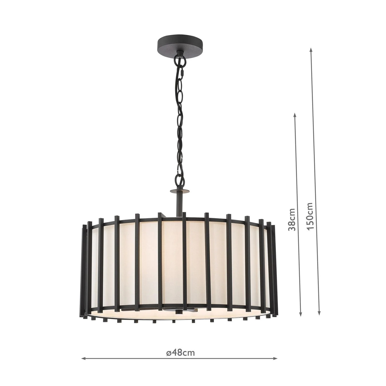 Cagliari 4/8Lt Armed Pendant Matt Black and Ivory - Image 5