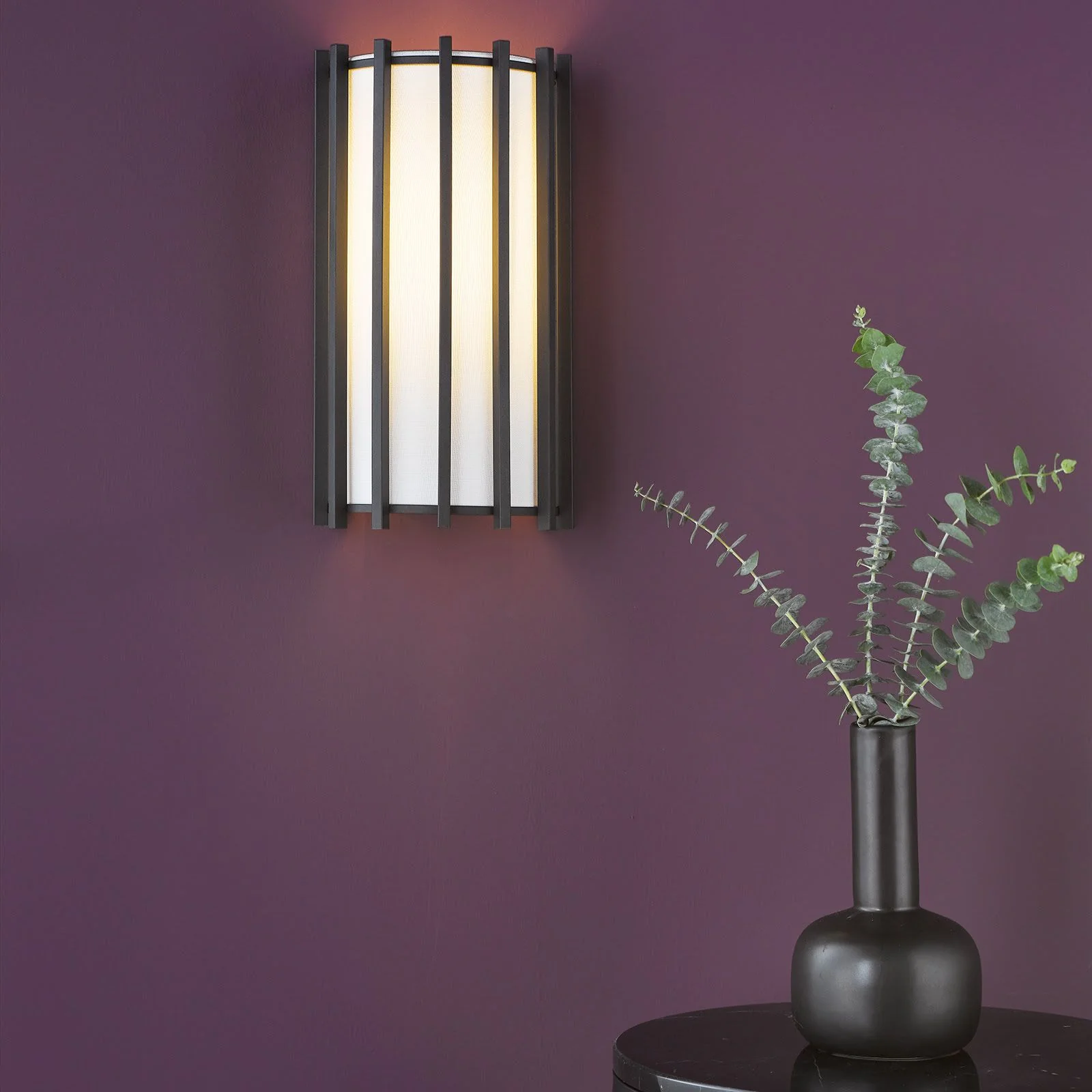 Cagliari Wall Light Matt Black With Ivory Shade - Image 4