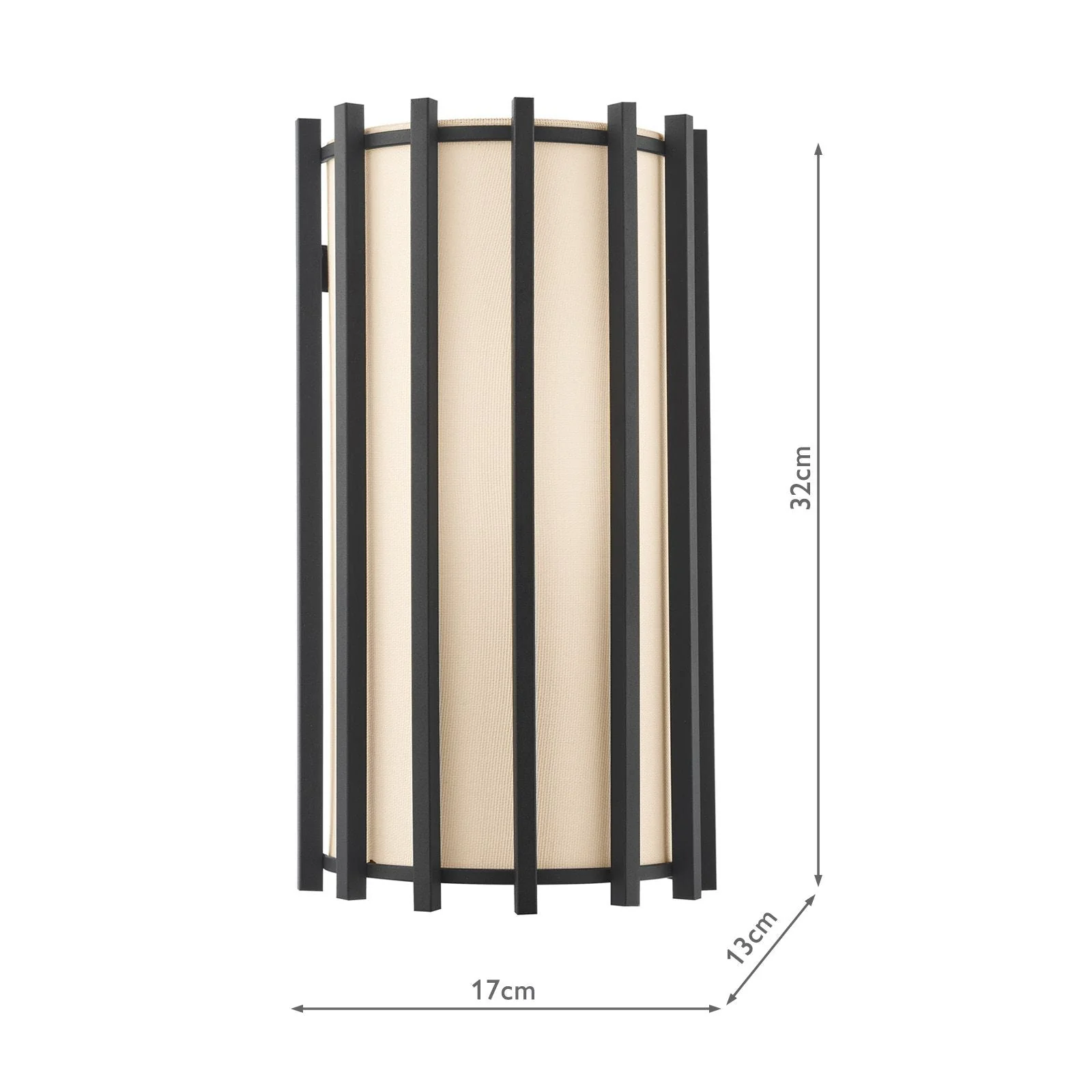 Cagliari Wall Light Matt Black With Ivory Shade - Image 6