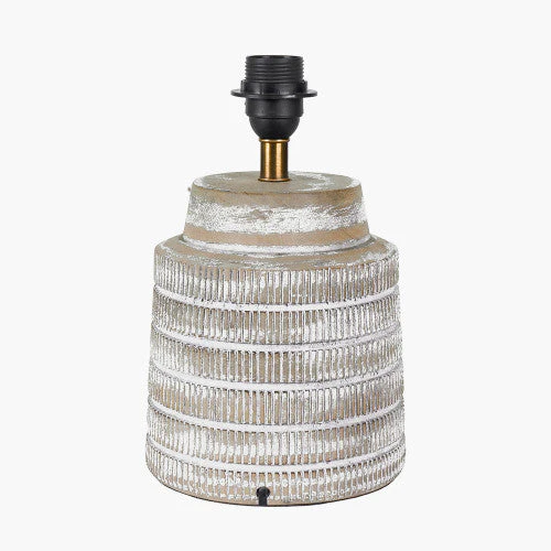 Paihia White Wash Wood Textured Short Table Lamp Base - Image 2
