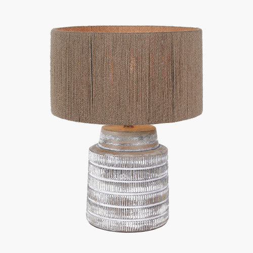 Paihia White Wash Wood Textured Short Table Lamp Base - Image 3