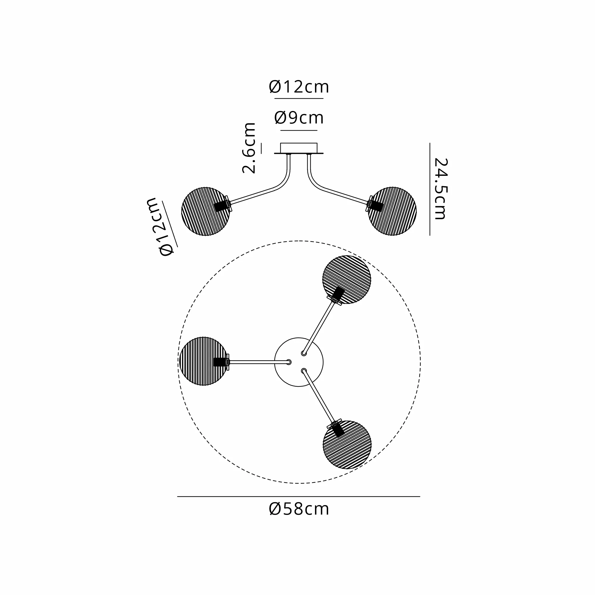 Caledon Semi Flush Light, 3 Light - Various Finishes - Image 38