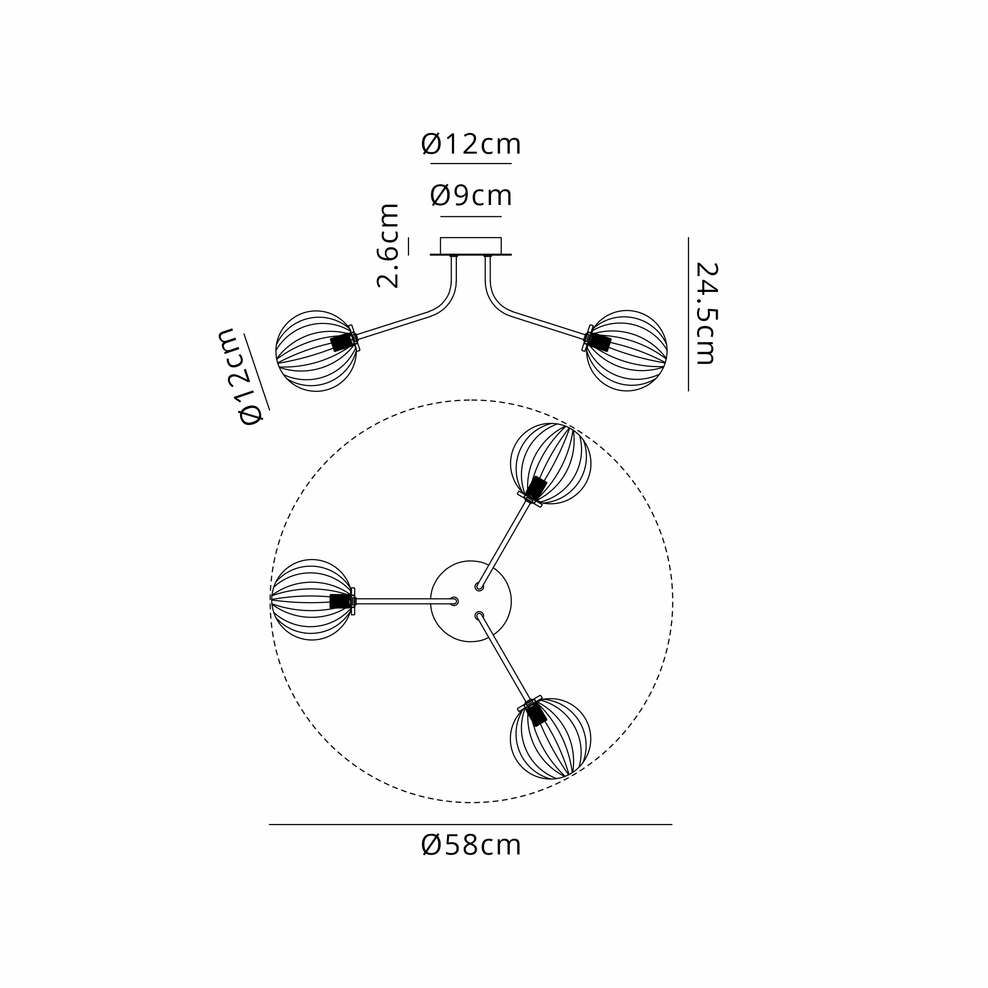 Caledon Semi Flush Light, 3 Light - Various Finishes - Image 39
