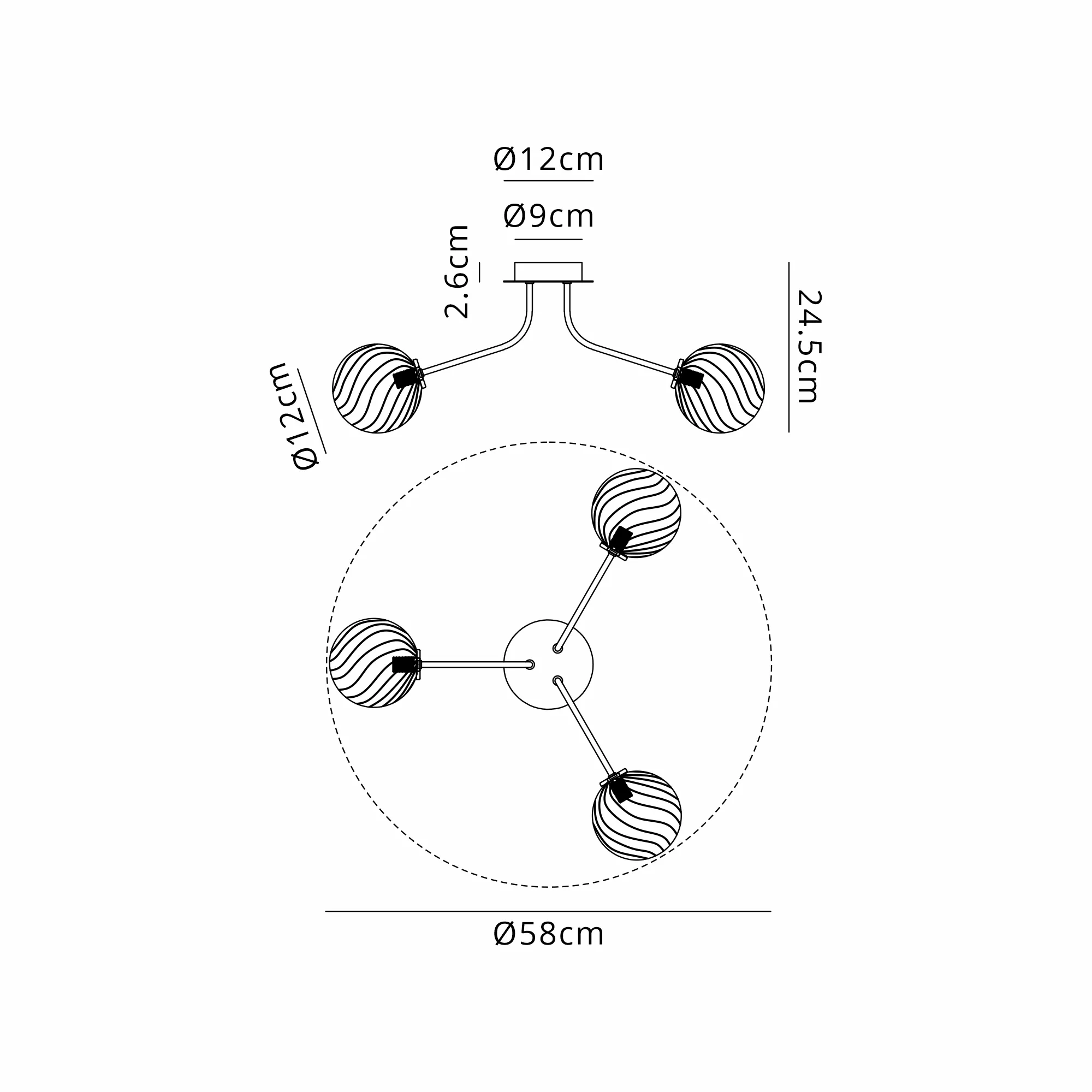 Caledon Semi Flush Light, 3 Light - Various Finishes - Image 42