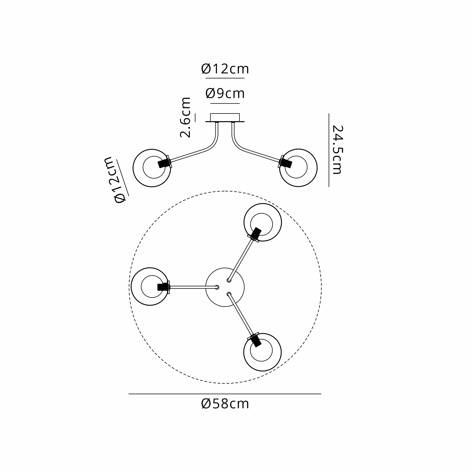 Caledon Semi Flush Light, 3 Light - Various Finishes - Image 43