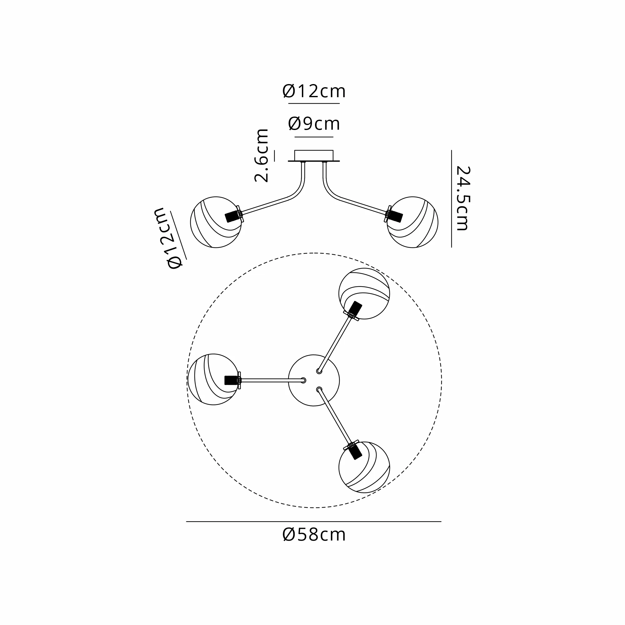 Caledon Semi Flush Light, 3 Light - Various Finishes - Image 44