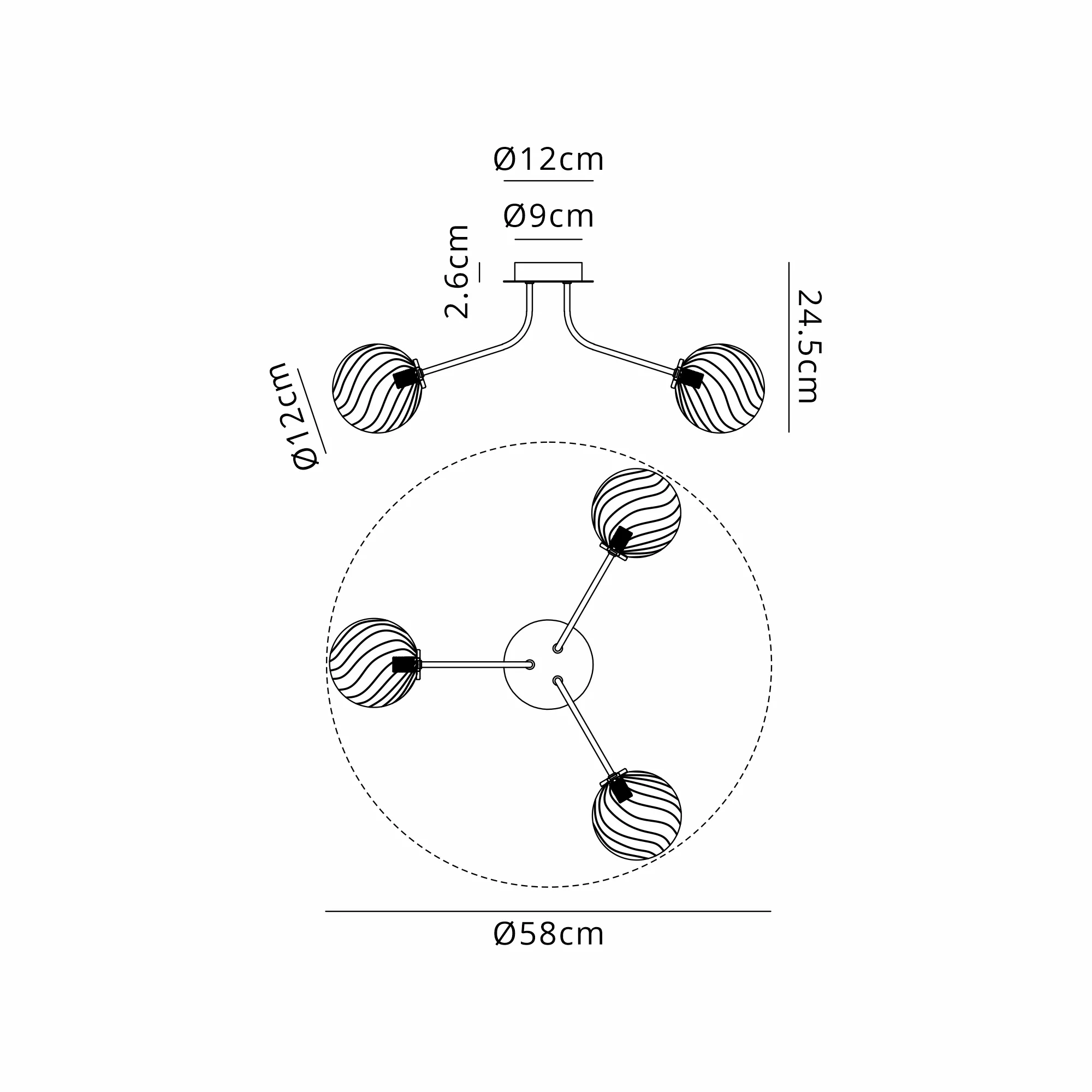 Caledon Semi Flush Light, 3 Light - Various Finishes - Image 46