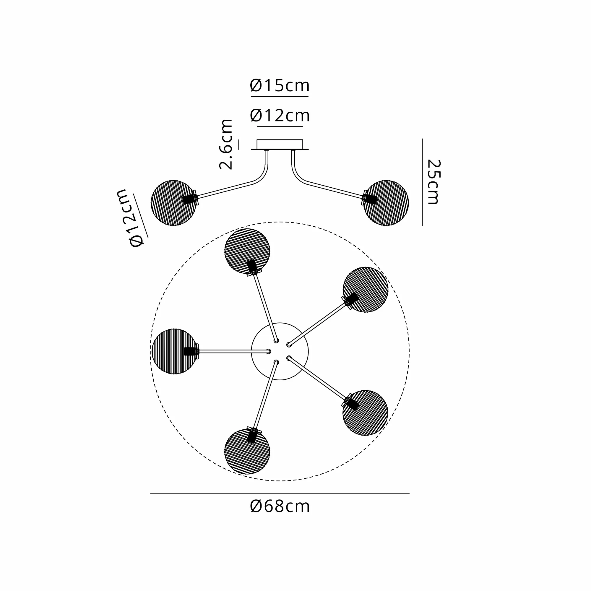 Caledon Semi Flush Light, 5 Light - Various Finishes - Image 30