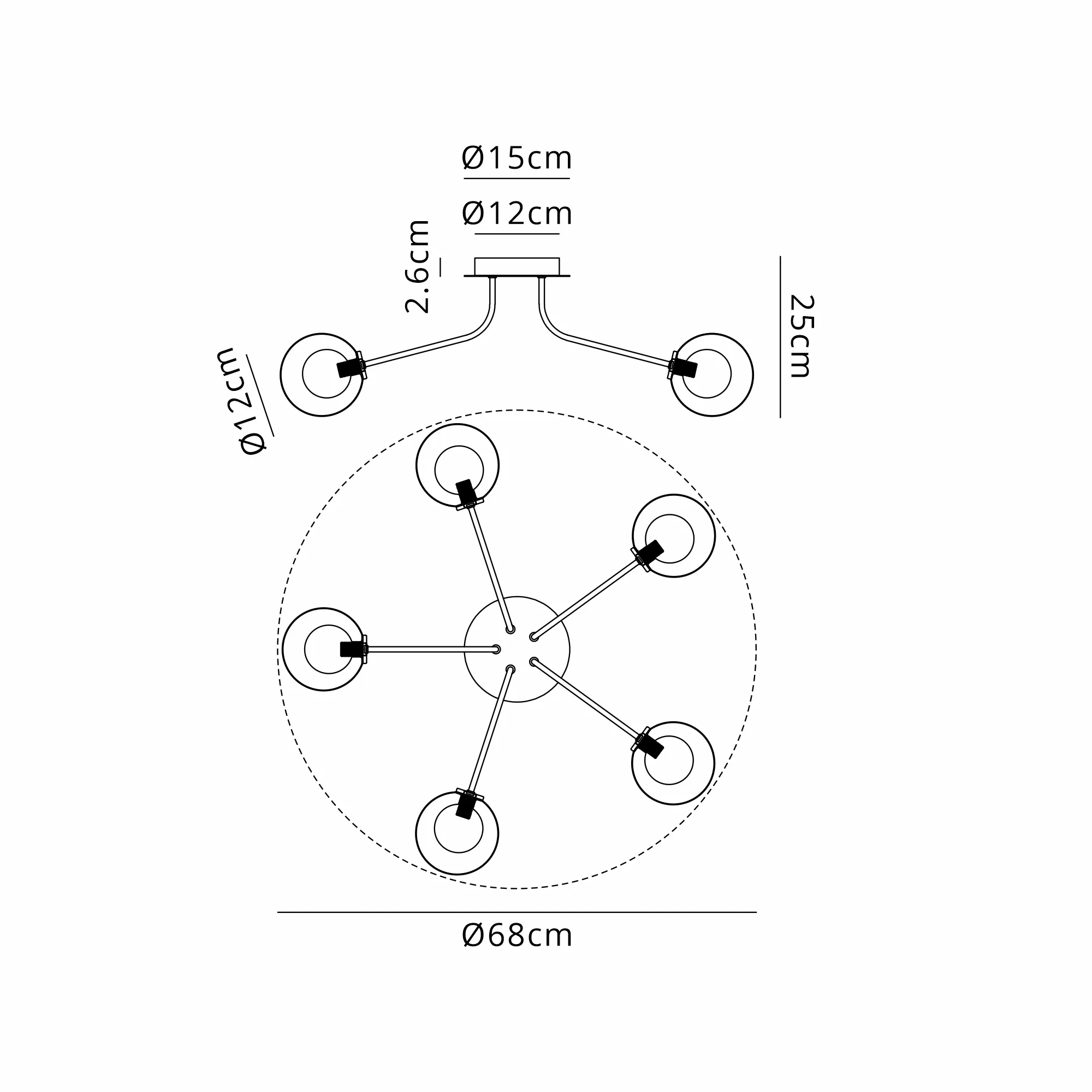 Caledon Semi Flush Light, 5 Light - Various Finishes - Image 31