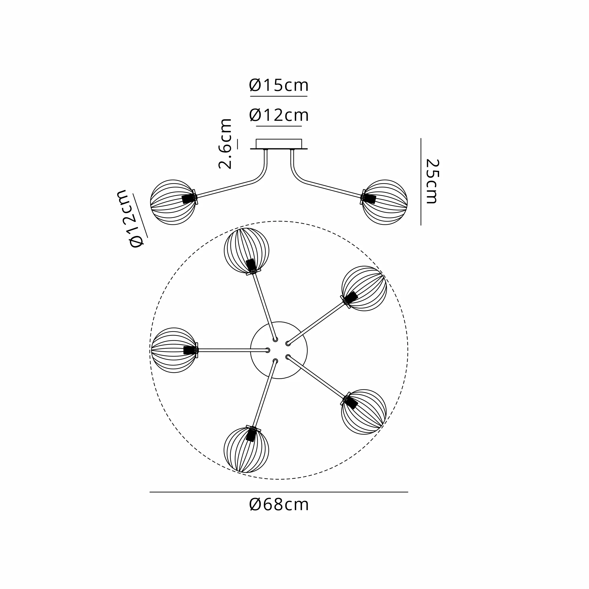 Caledon Semi Flush Light, 5 Light - Various Finishes - Image 32