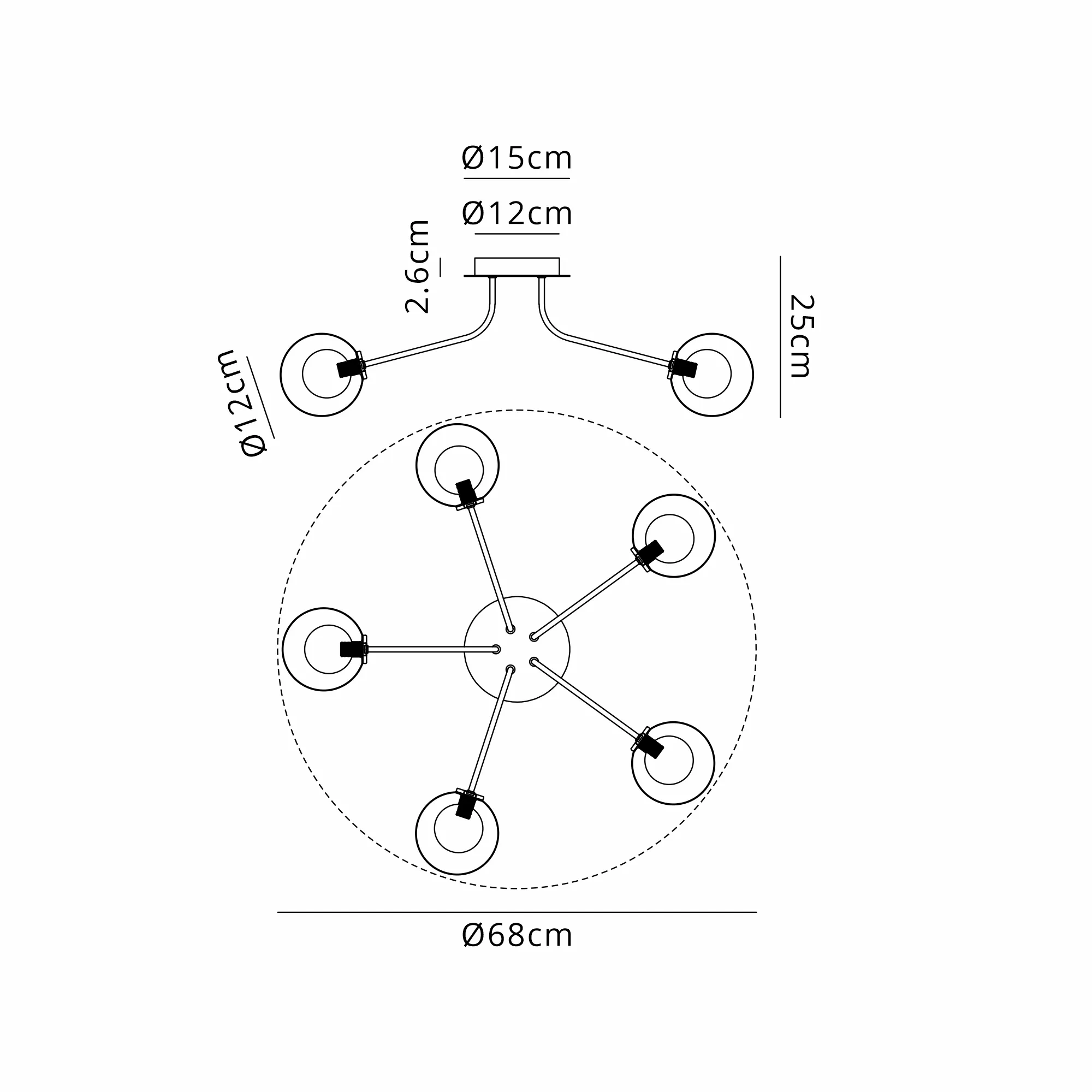 Caledon Semi Flush Light, 5 Light - Various Finishes - Image 35