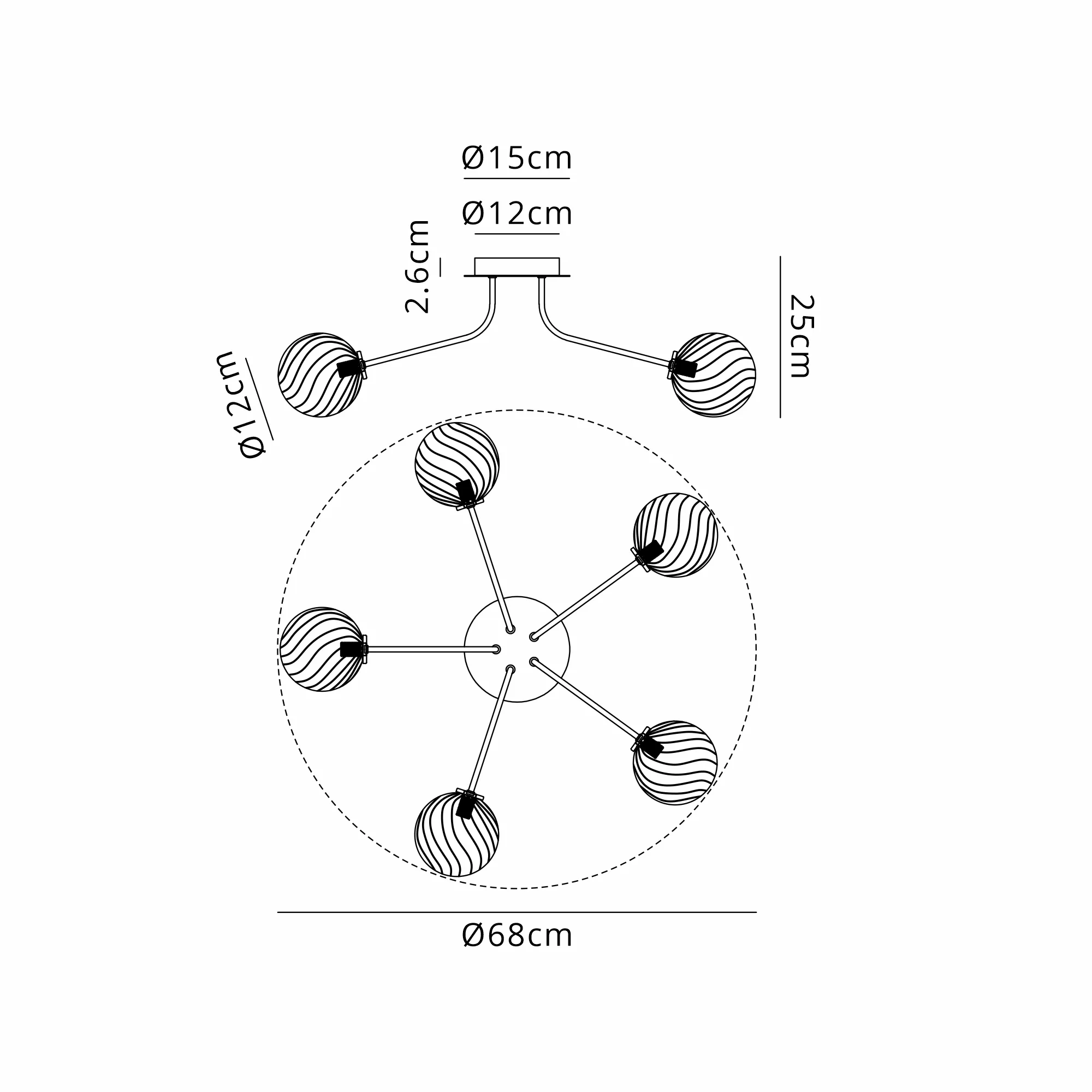 Caledon Semi Flush Light, 5 Light - Various Finishes - Image 37