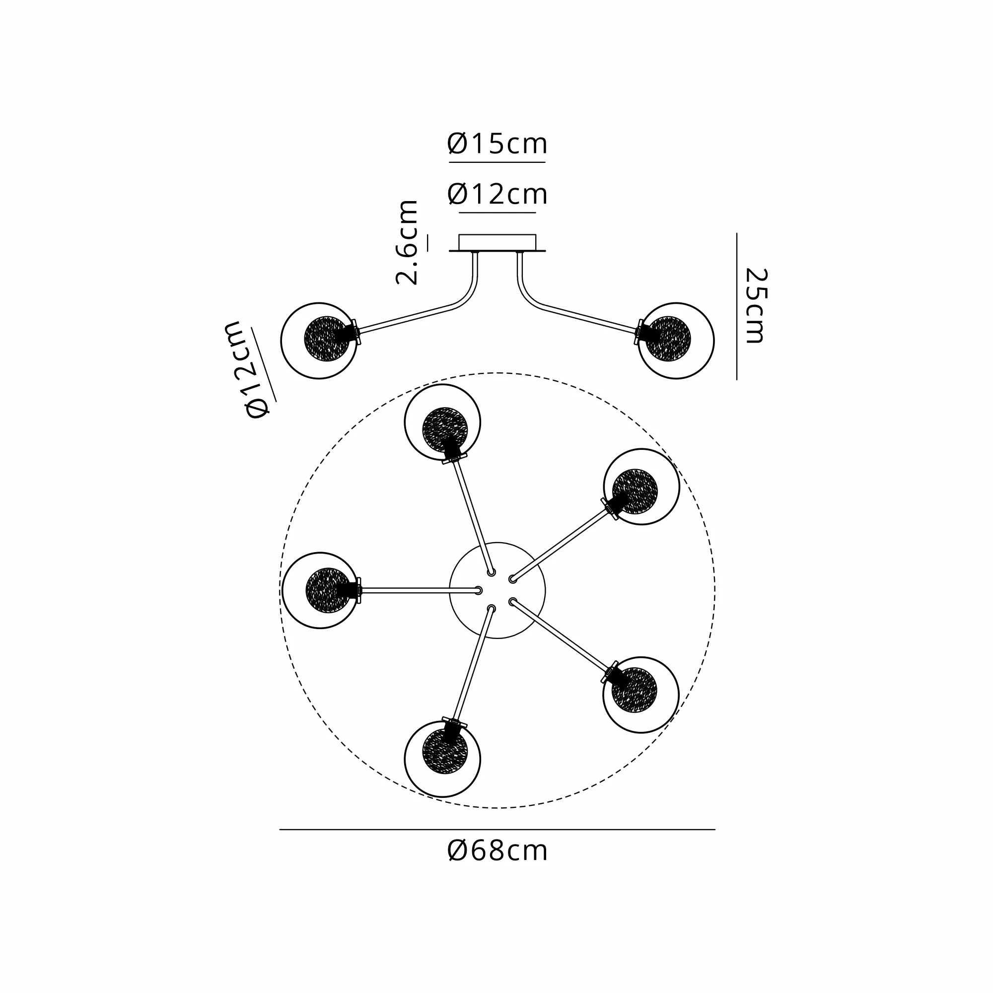 Caledon Semi Flush Light, 5 Light - Various Finishes - Image 40