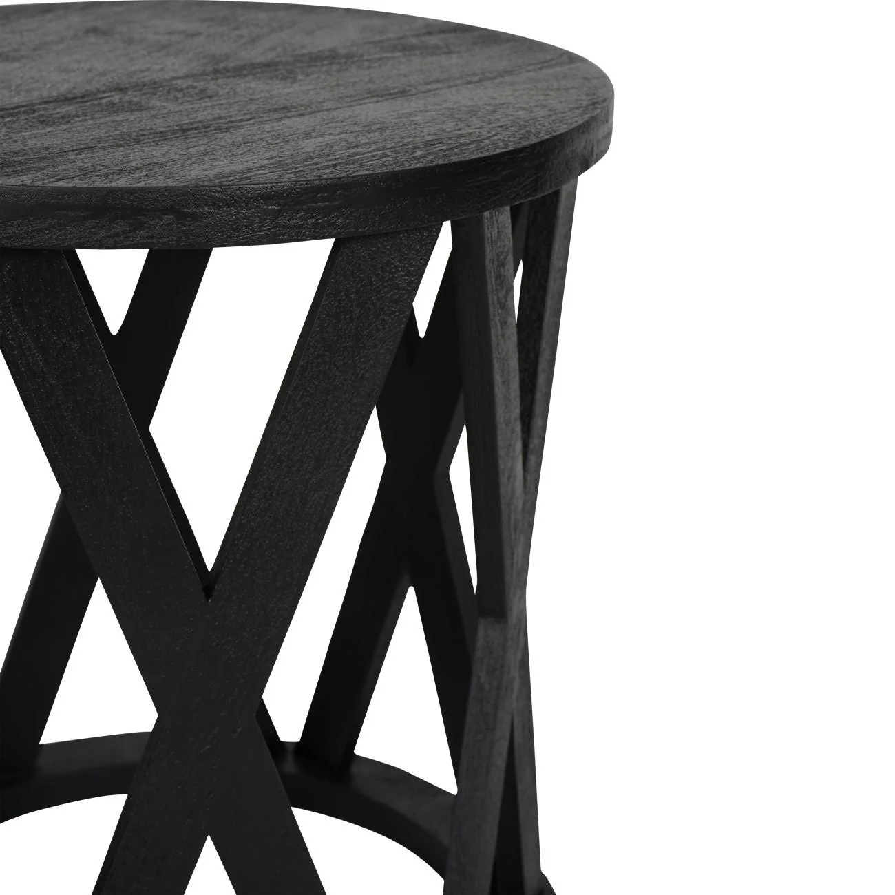 Cali Solid Wooden Set of 2 Nesting Side Tables in Black - Image 3
