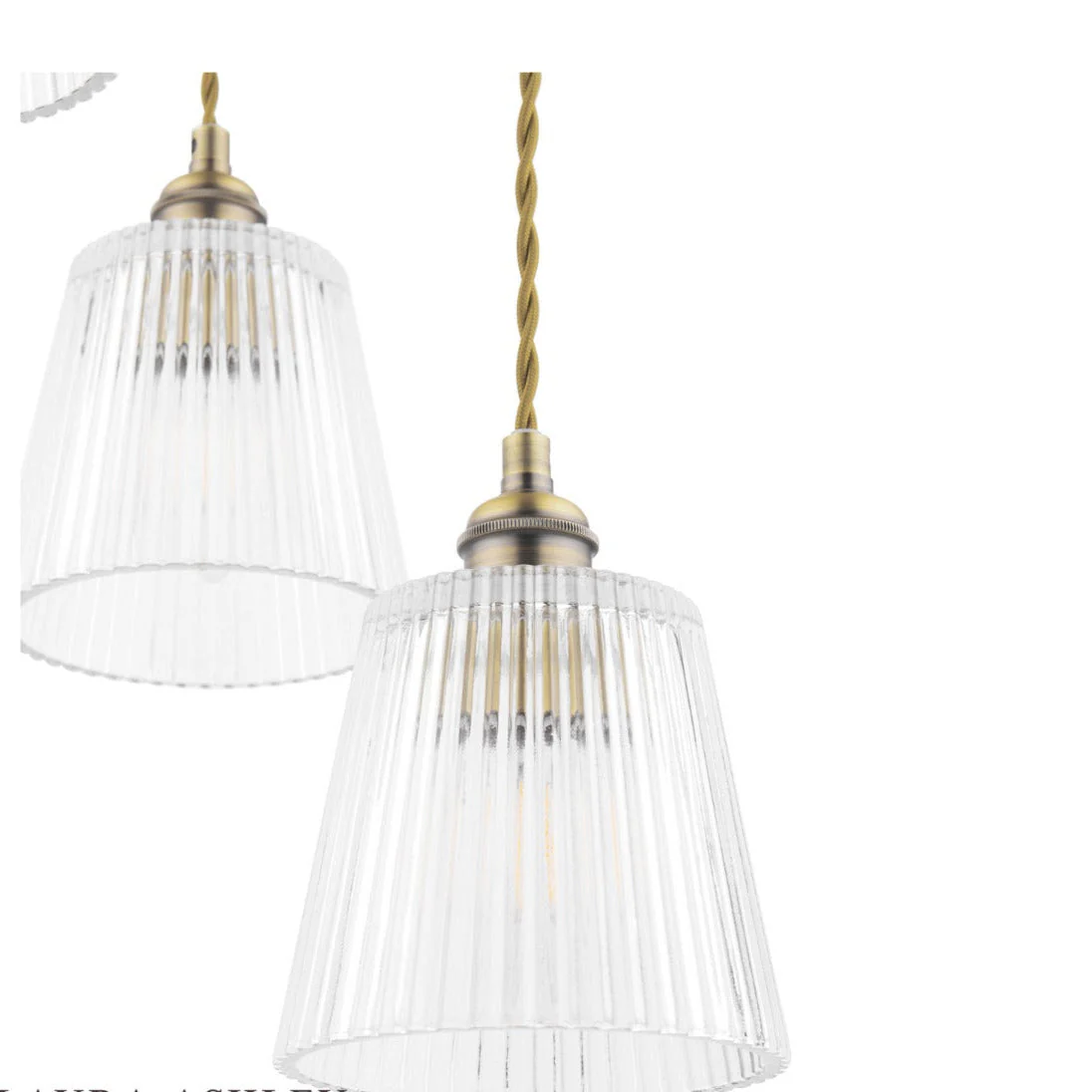 Callaghan 3 Light Pendant Antique Brass and Glass E14 - Image 2