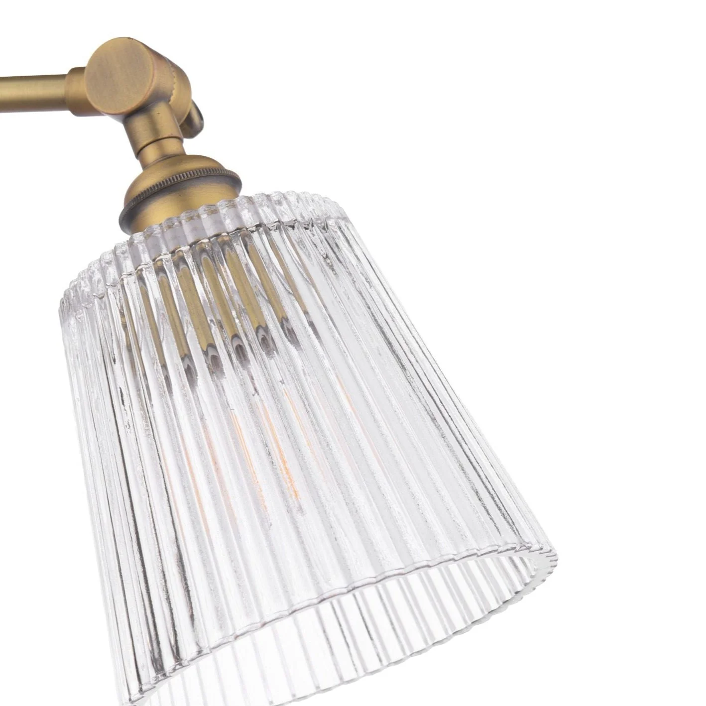 Callaghan 3 Light Semi-Flush Matt Antique Brass and Ribbed Glass - Image 3