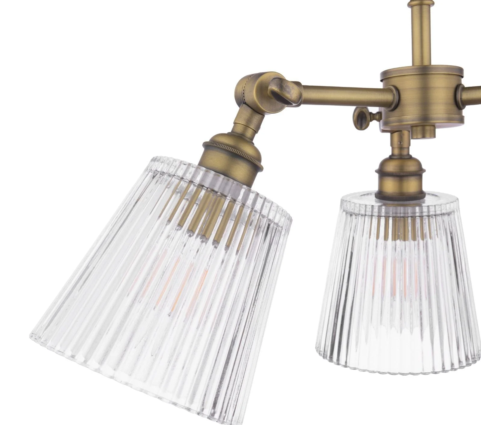 Callaghan 3 Light Semi-Flush Matt Antique Brass and Ribbed Glass - Image 4
