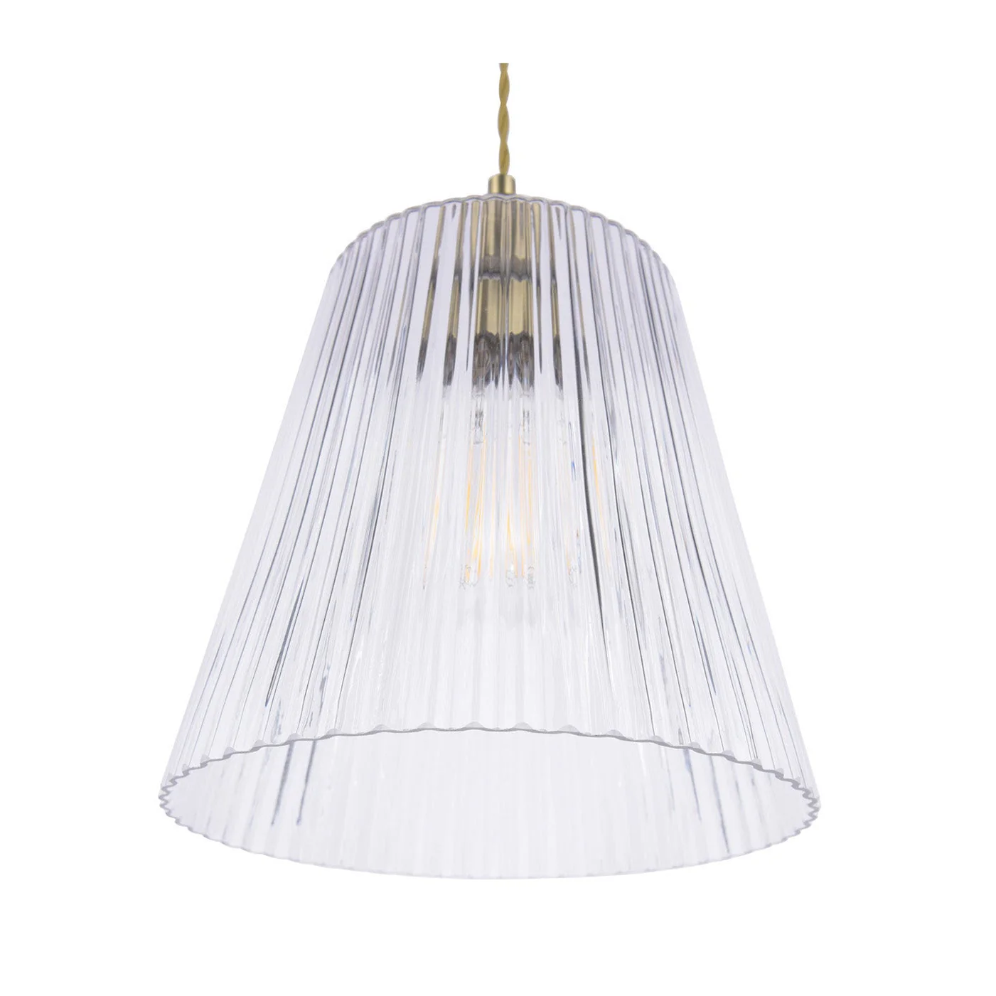 Callaghan Grand Pendant Antique Brass & Ribbed Glass E27 - Image 2