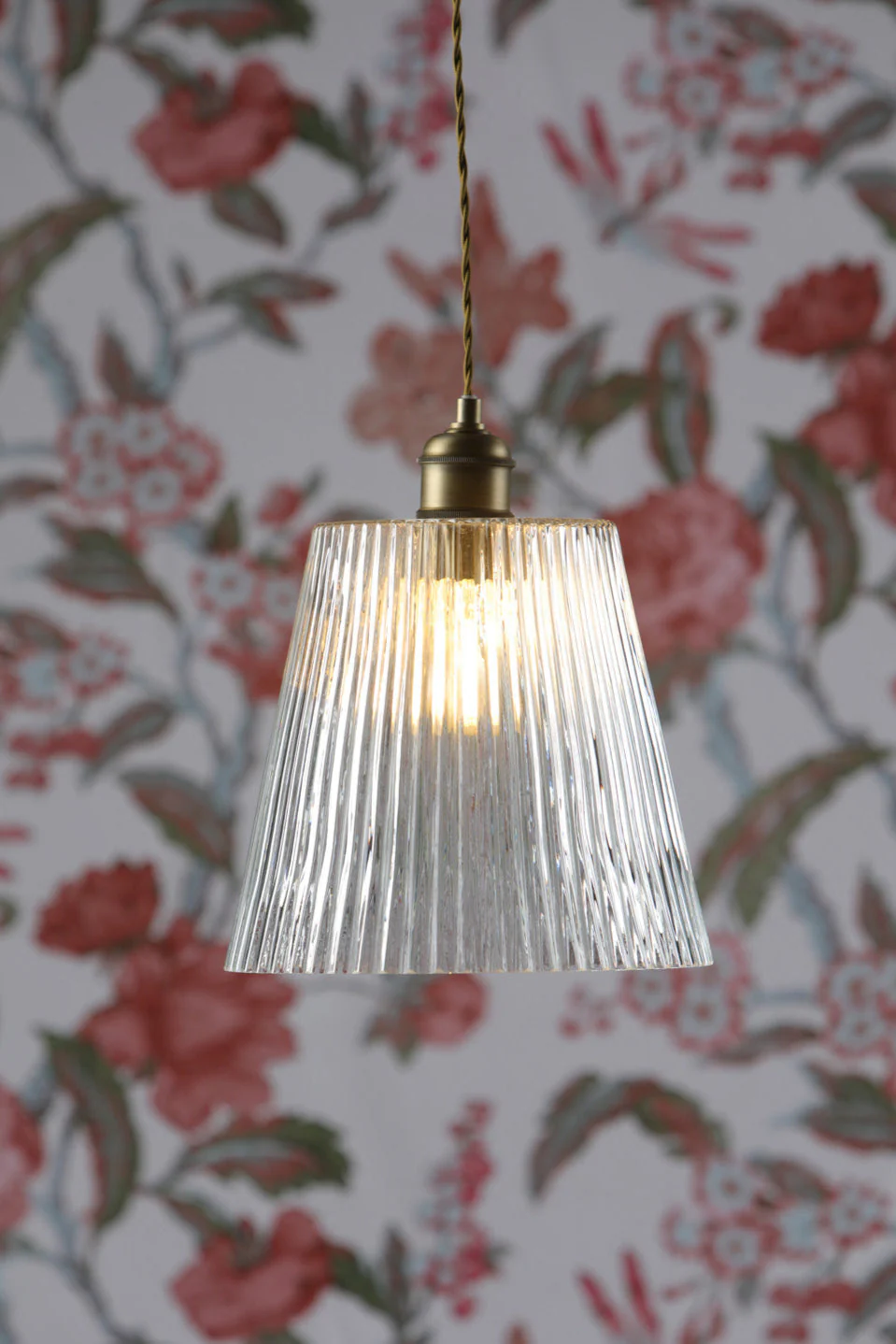 Callaghan Grand Pendant Antique Brass & Ribbed Glass E27 - Image 3