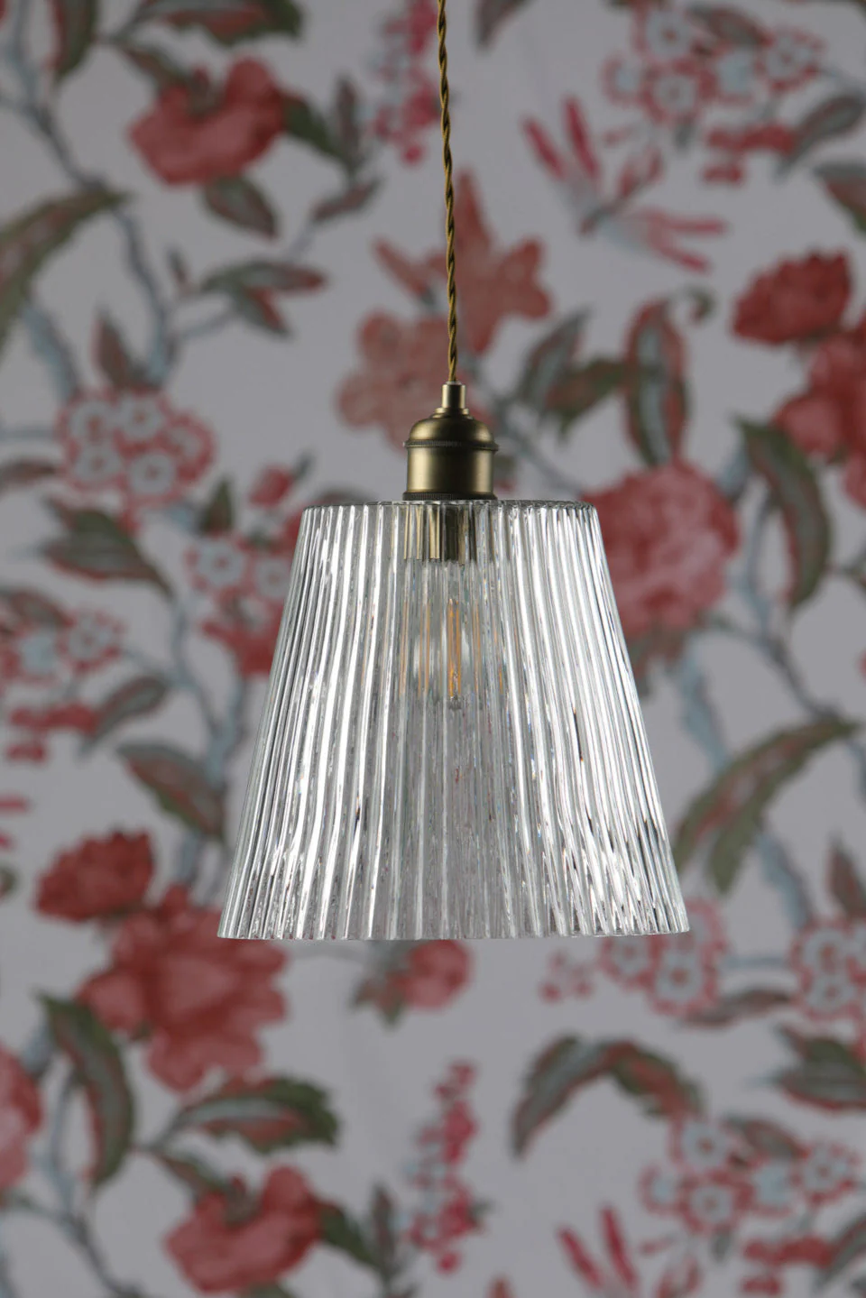 Callaghan Grand Pendant Antique Brass & Ribbed Glass E27 - Image 4