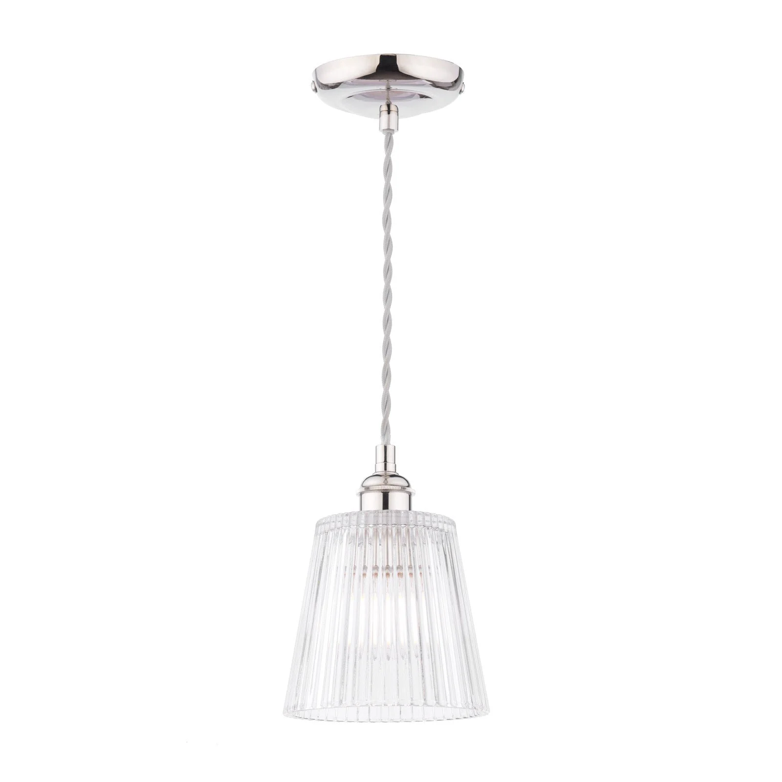 Callaghan Pendant Polished Nickel/Antique Brass and Ribbed Glass