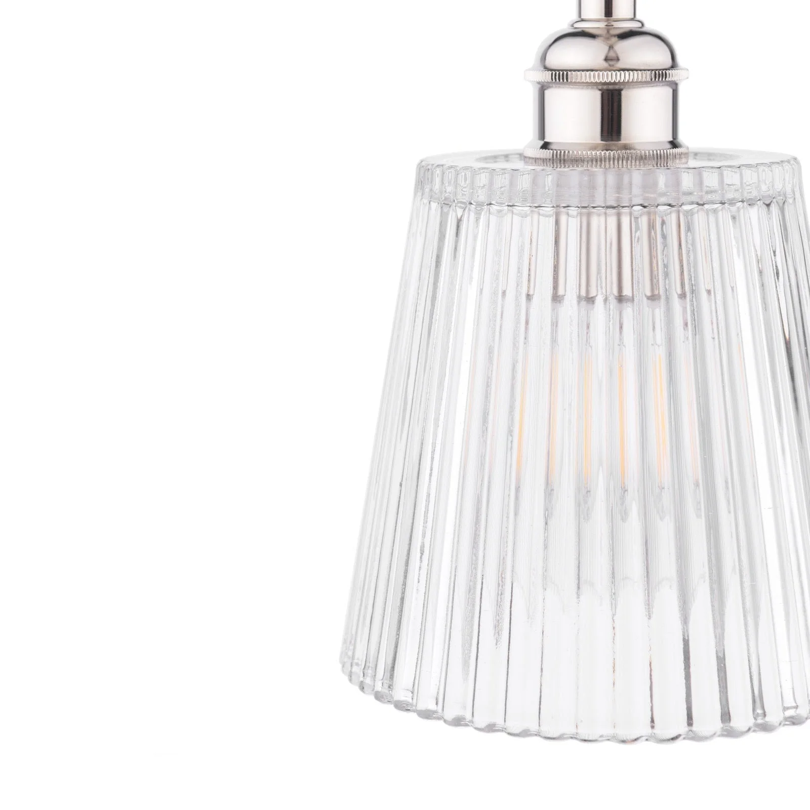 Callaghan Pendant Polished Nickel/Antique Brass and Ribbed Glass - Image 2