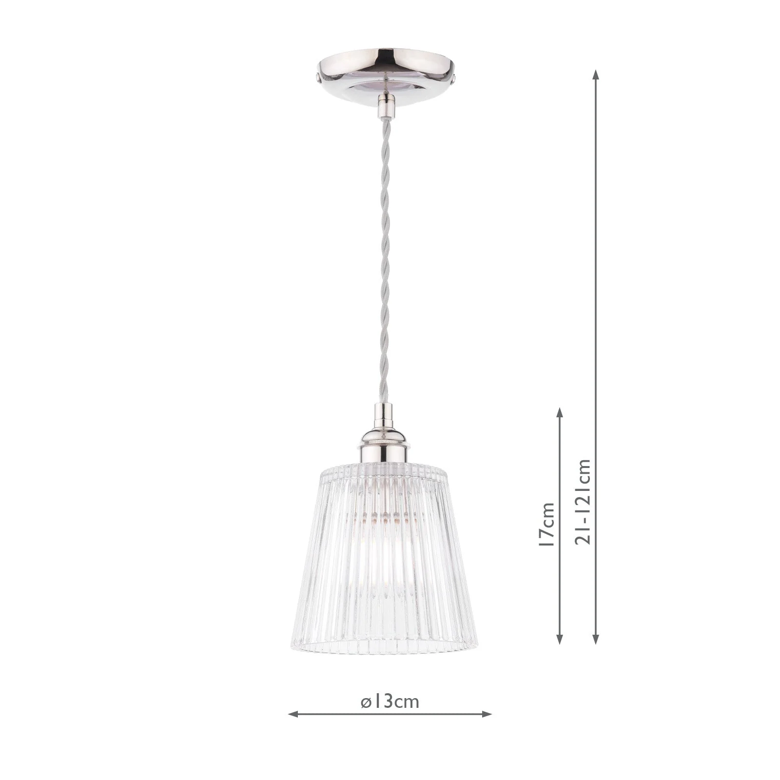 Callaghan Pendant Polished Nickel/Antique Brass and Ribbed Glass - Image 4