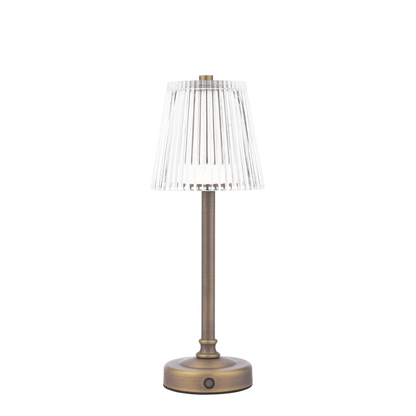 Callaghan Table Lamp Matt Antique Brass/ Polished Nickel and Ribbed Glass LED