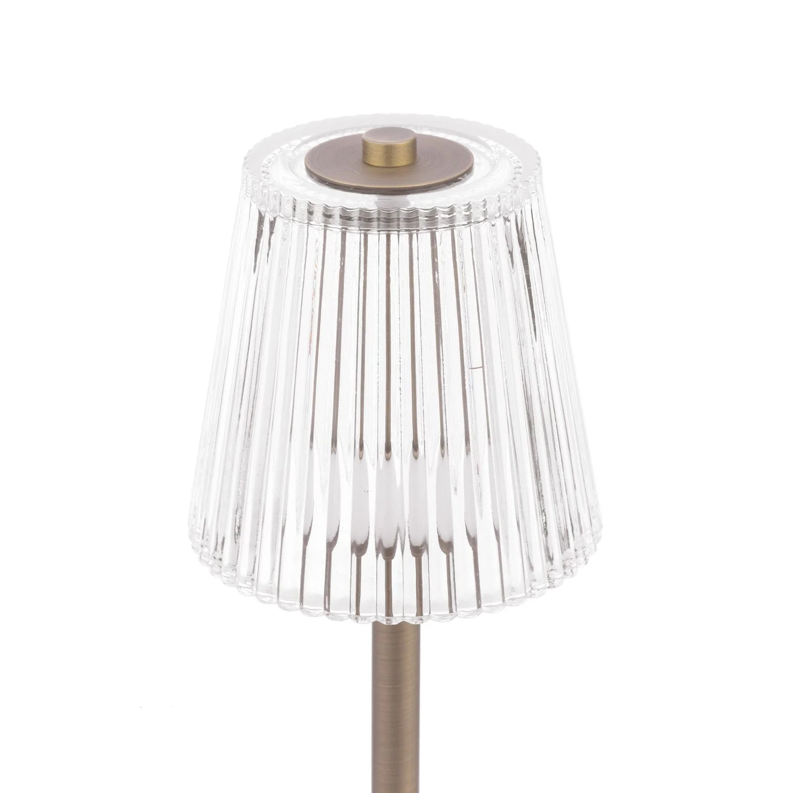 Callaghan Table Lamp Matt Antique Brass/ Polished Nickel and Ribbed Glass LED - Image 2