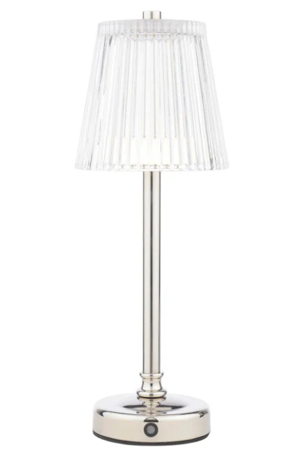 Callaghan Table Lamp Matt Antique Brass/ Polished Nickel and Ribbed Glass LED - Image 5